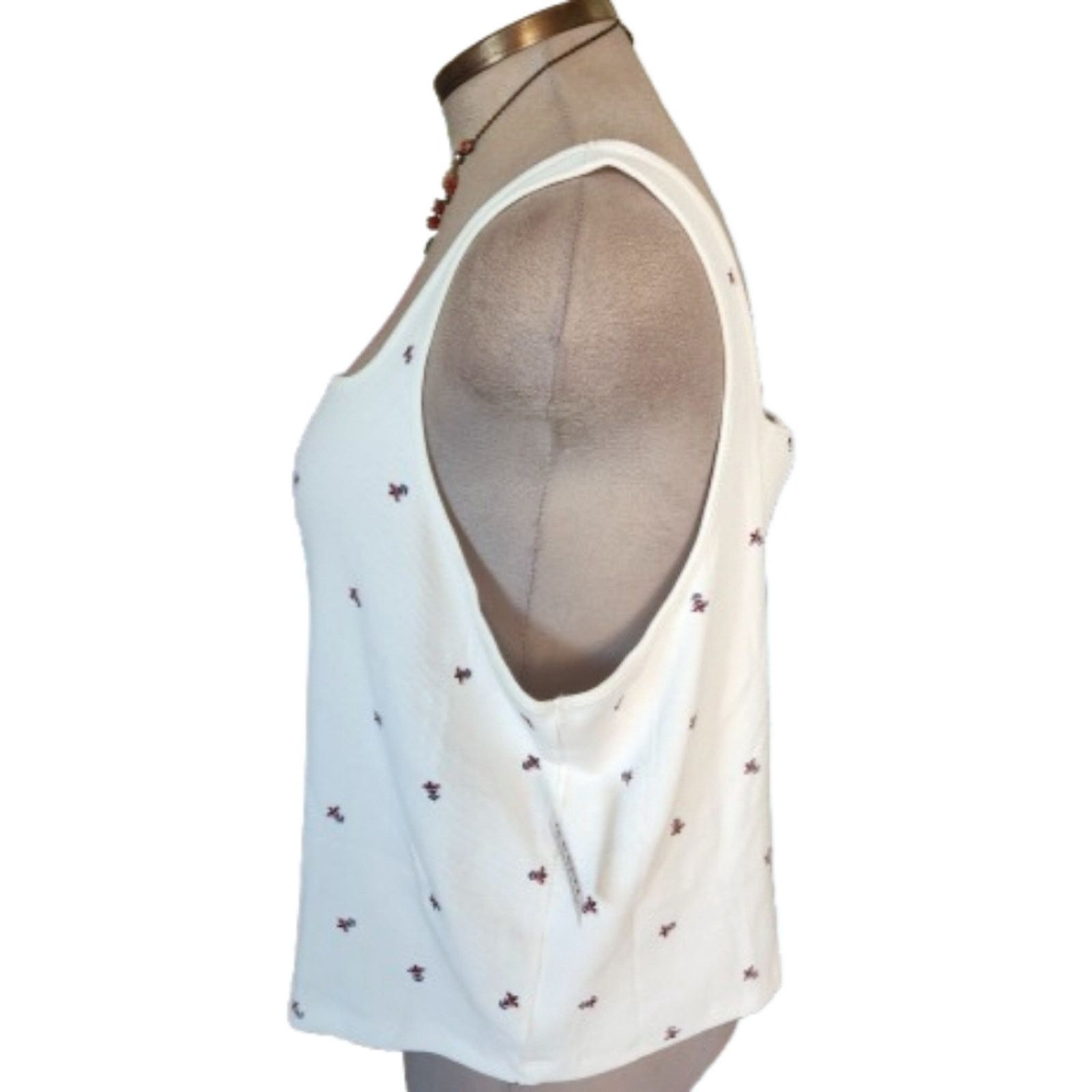 Old Navy OLD NAVY ☆ TINY FLOWERS ☆ WHITE RIBBED TANK TOP 3x ☆ NWT Size 3XL / US 20-22 - 4 Thumbnail