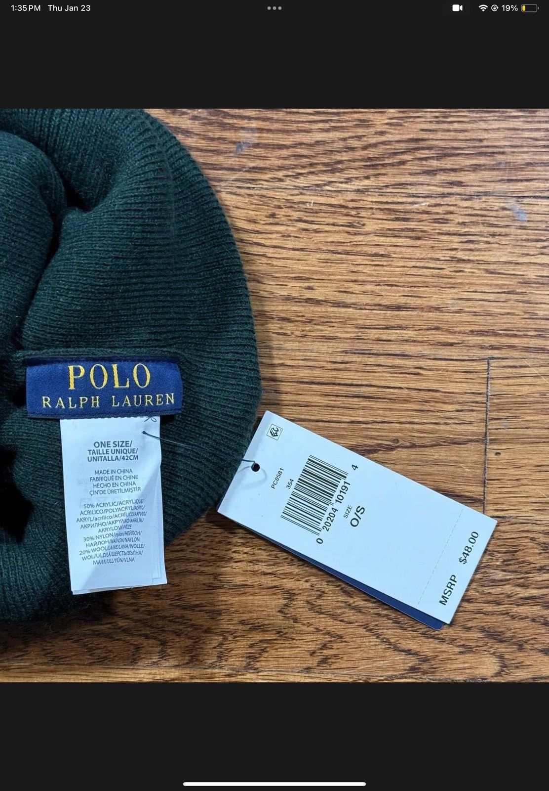 Polo Ralph Lauren Polo Sport Rib-Knit Beanie Green Polo Ralph Lauren OS NWT Size ONE SIZE - 3 Thumbnail