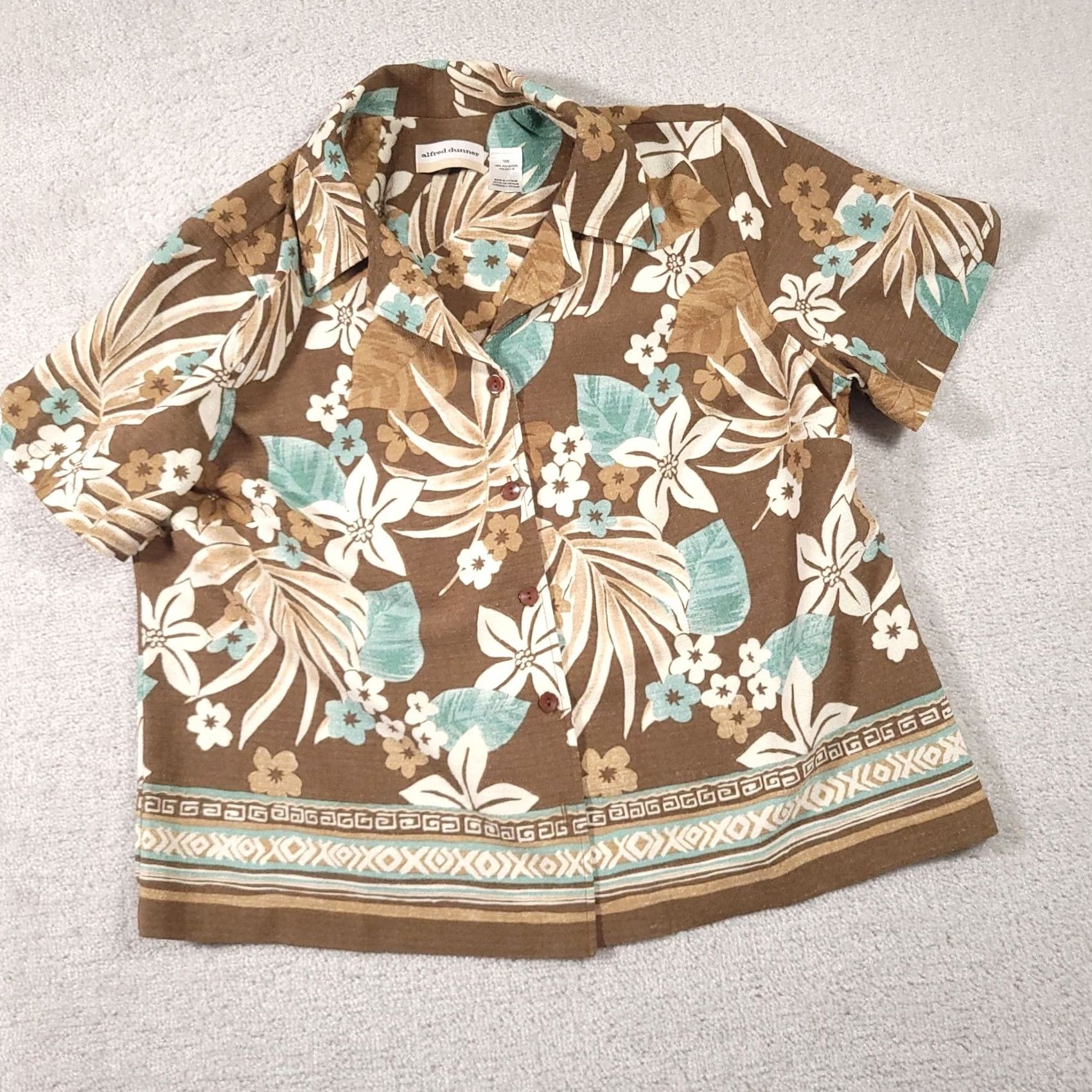 Vintage VINTAGE Alfred Dunner Hawaiian Floral Short Sleeve Button-Up Knit Shirt Womens 16W Beach Size XXL / US 16-18 / IT 52-54 - 2 Thumbnail