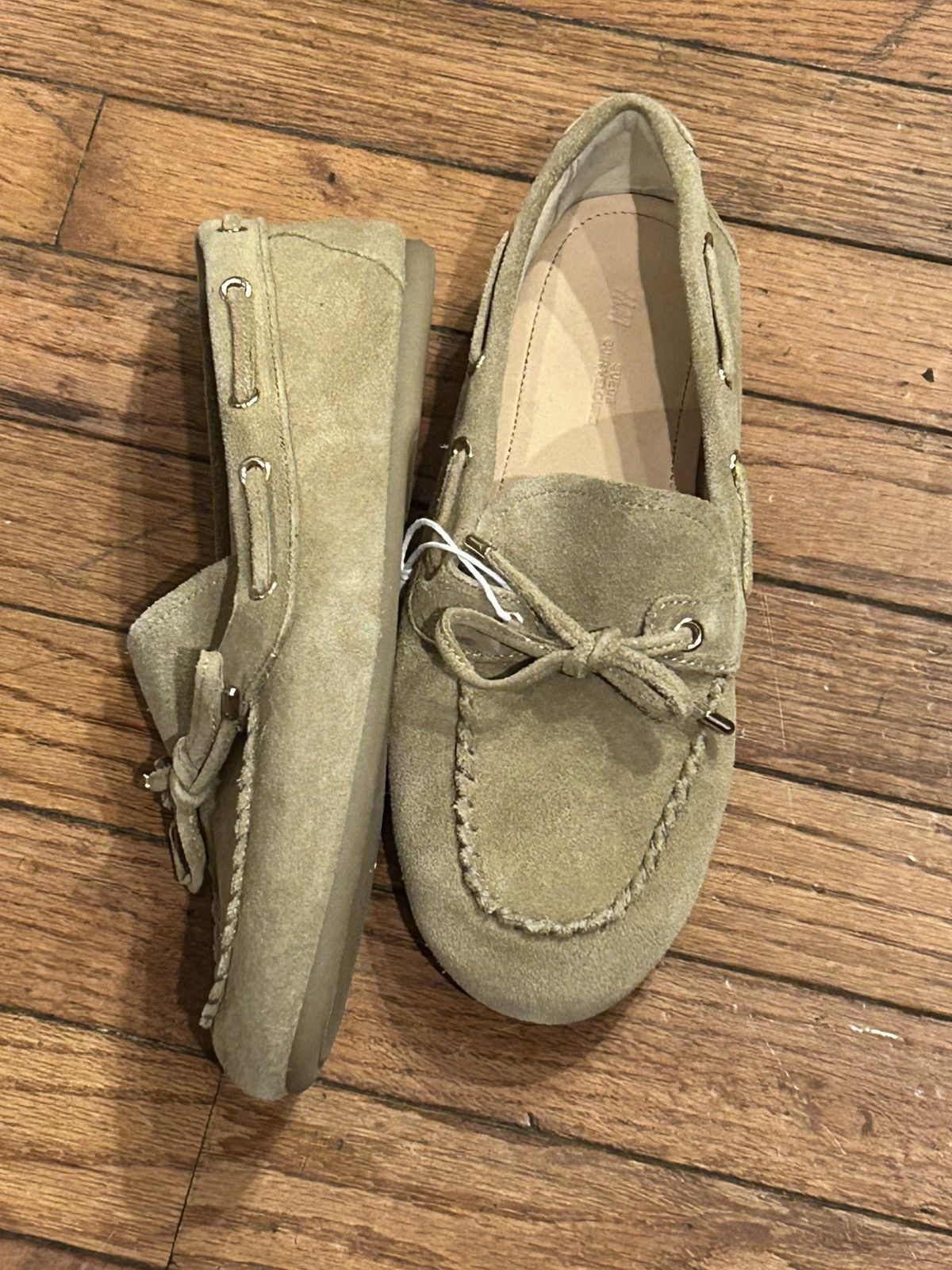 H&M H & M Premium Collection Light Beige Suede Driving Moccasins Size US 7 / IT 37 - 2 Thumbnail