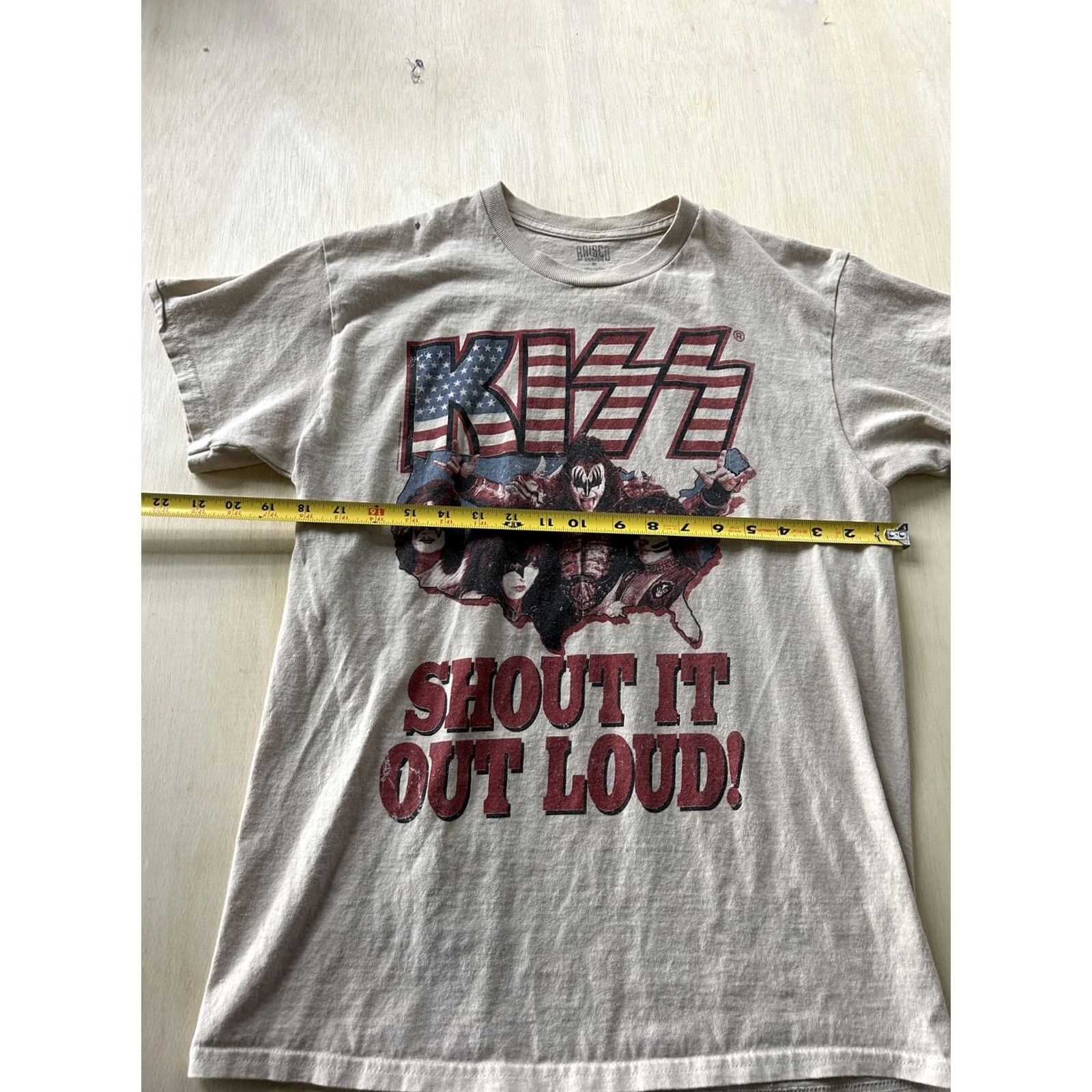 Bravado KISS Shout It Out Loud Shirt Mens Medium Beige Bravado USA Flag Tee Size US M / EU 48-50 / 2 - 5 Thumbnail