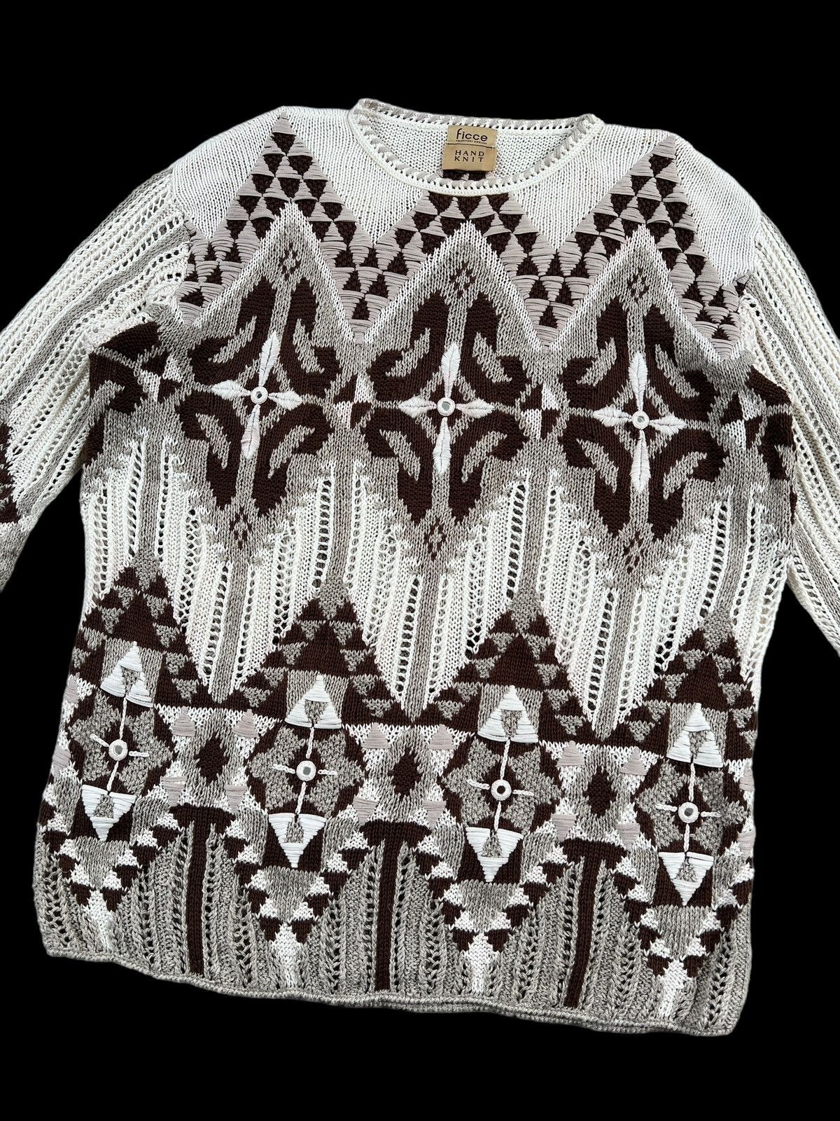Designer × Japanese Brand × Yoshiyuki Konishi 1990 Ficce Yoshiyuki Konishi Handknit Oversized Sweater Size US XL / EU 56 / 4 - 5 Thumbnail