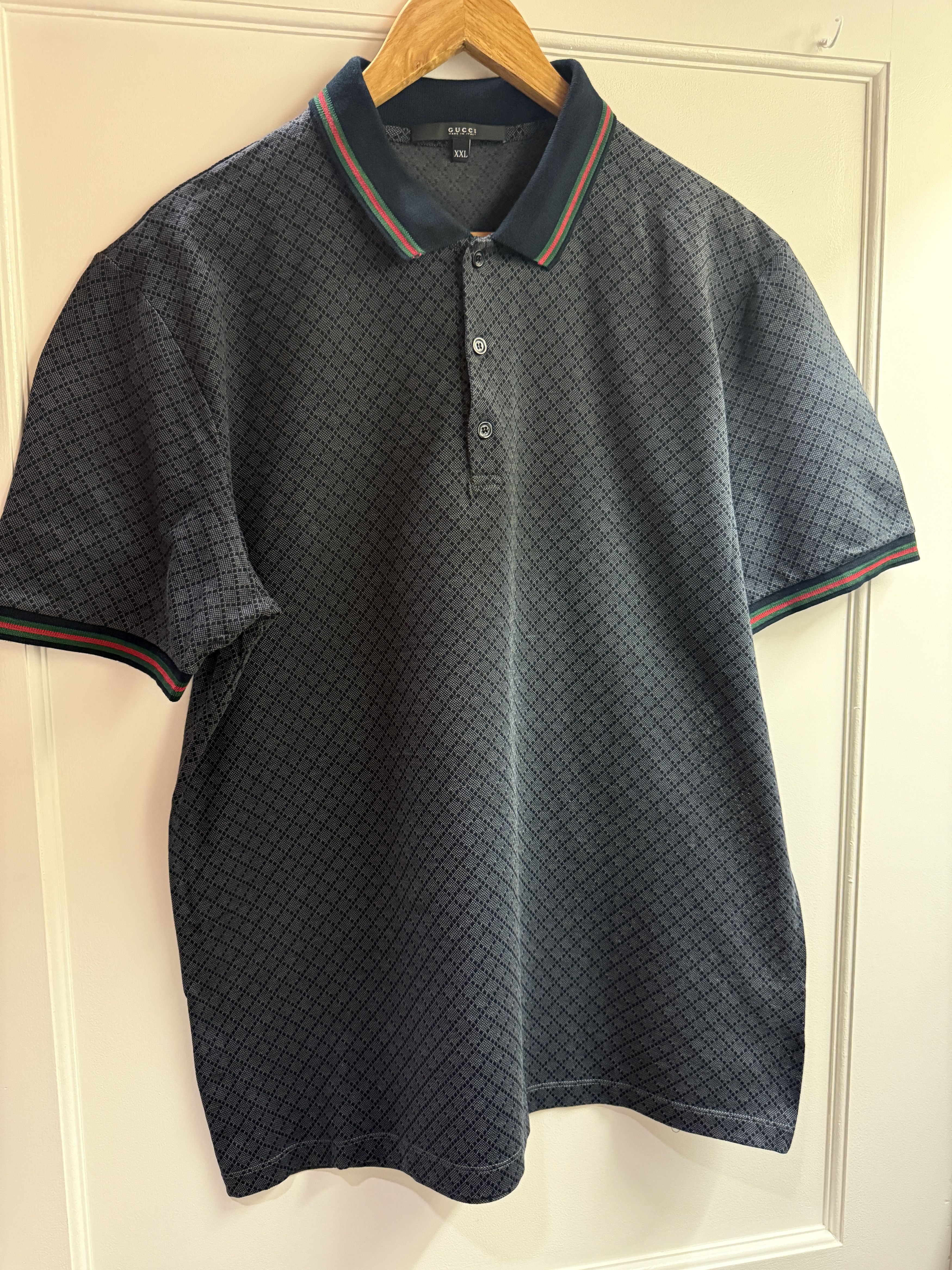 Gucci Navy Polo Web Detail Size XXL