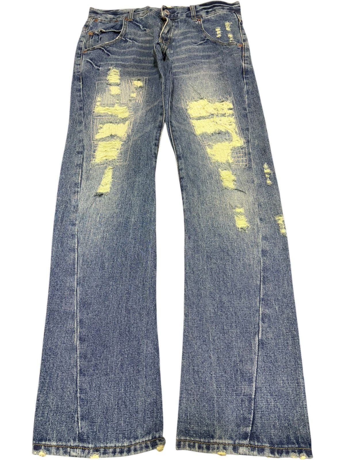 Kapital Vintage Japanese Brand Buckle Back Sashiko Distress Jeans Size 31" - 1 Thumbnail
