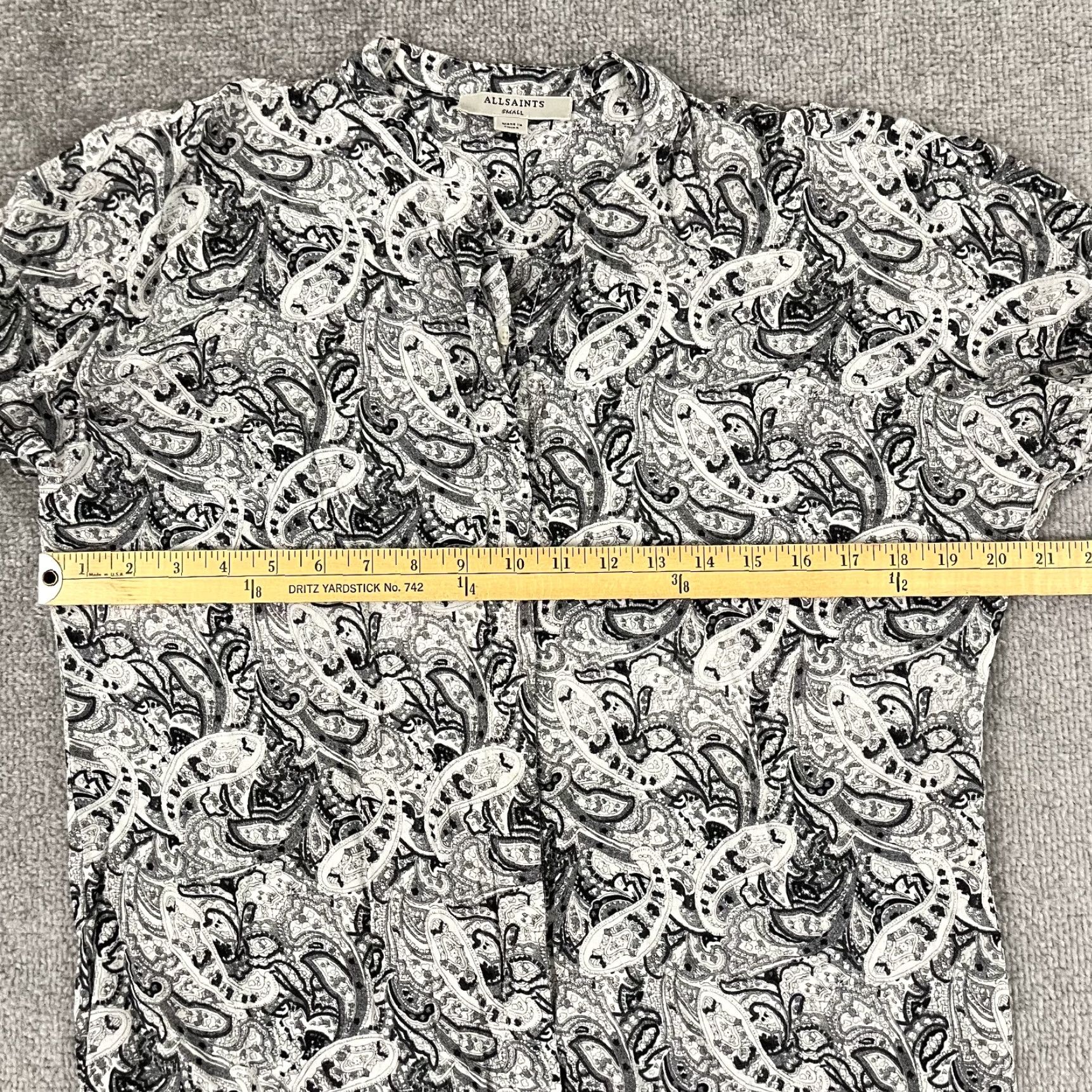 Allsaints AllSaints Cayla Paisley Shirt Dress Womens Small Black White Button Up Tunic Top Shirt Dress Size S / US 4 / IT 40 - 5 Thumbnail