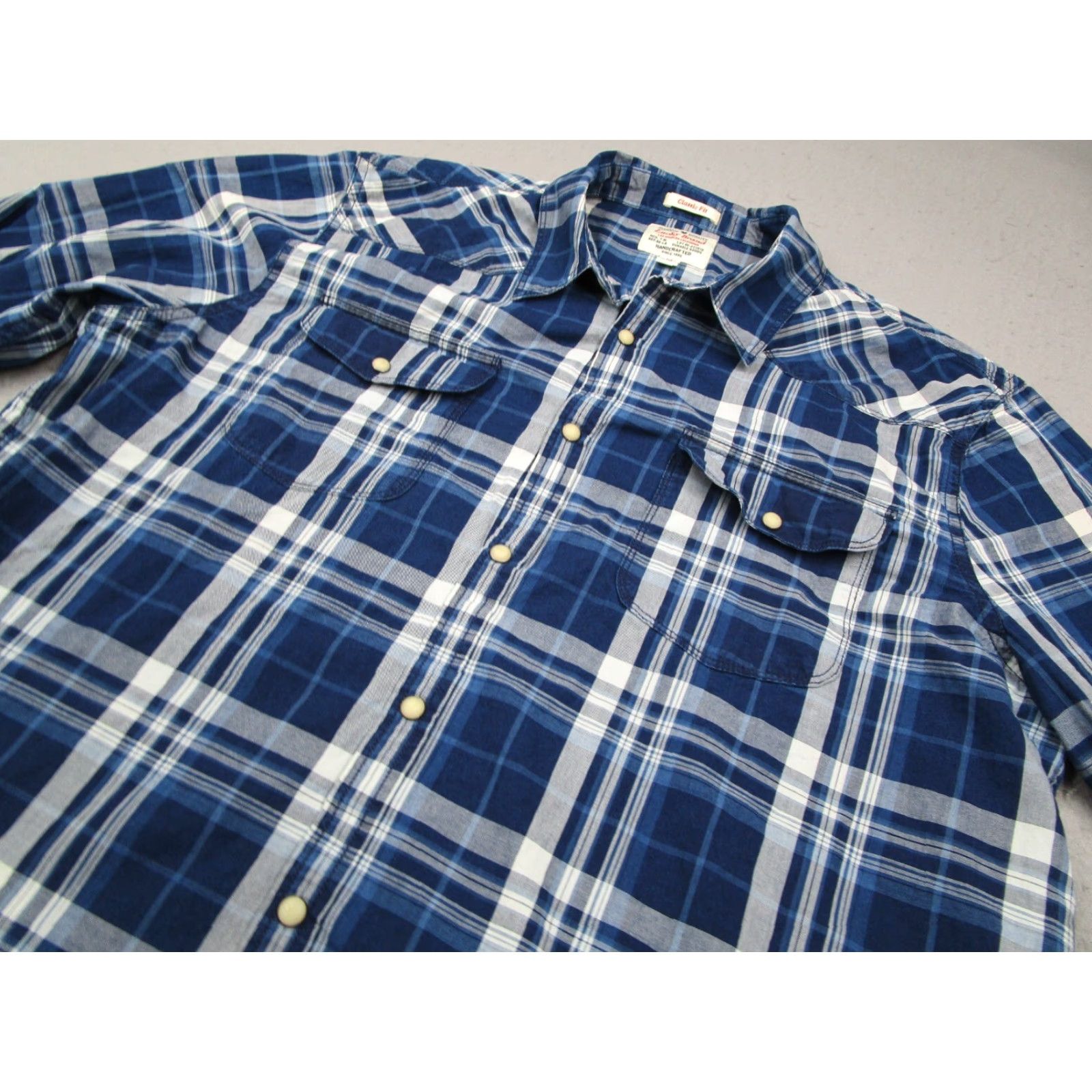 Lucky Brand VINTAGE Not Applicable Lucky Brand Men’s Blue Plaid Cotton Button-Up Shirt XL Casual Western Denim Size US XL / EU 56 / 4 - 2 Thumbnail