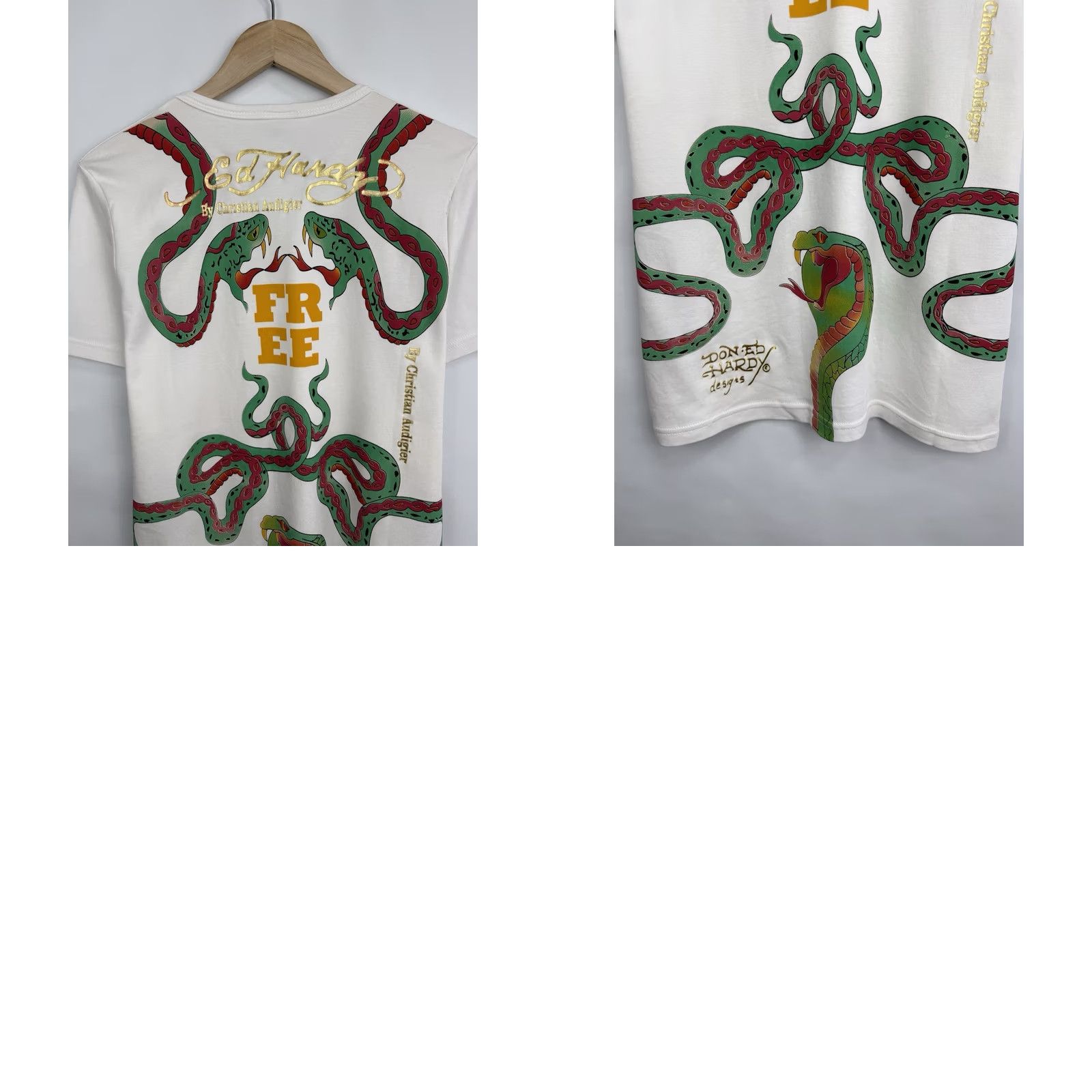 Ed Hardy VINTAGE Ed Hardy Snake Rhinestone T-Shirt Mens M White US Made AKA Christian Audigier Tee Size US M / EU 48-50 / 2 - 8 Thumbnail