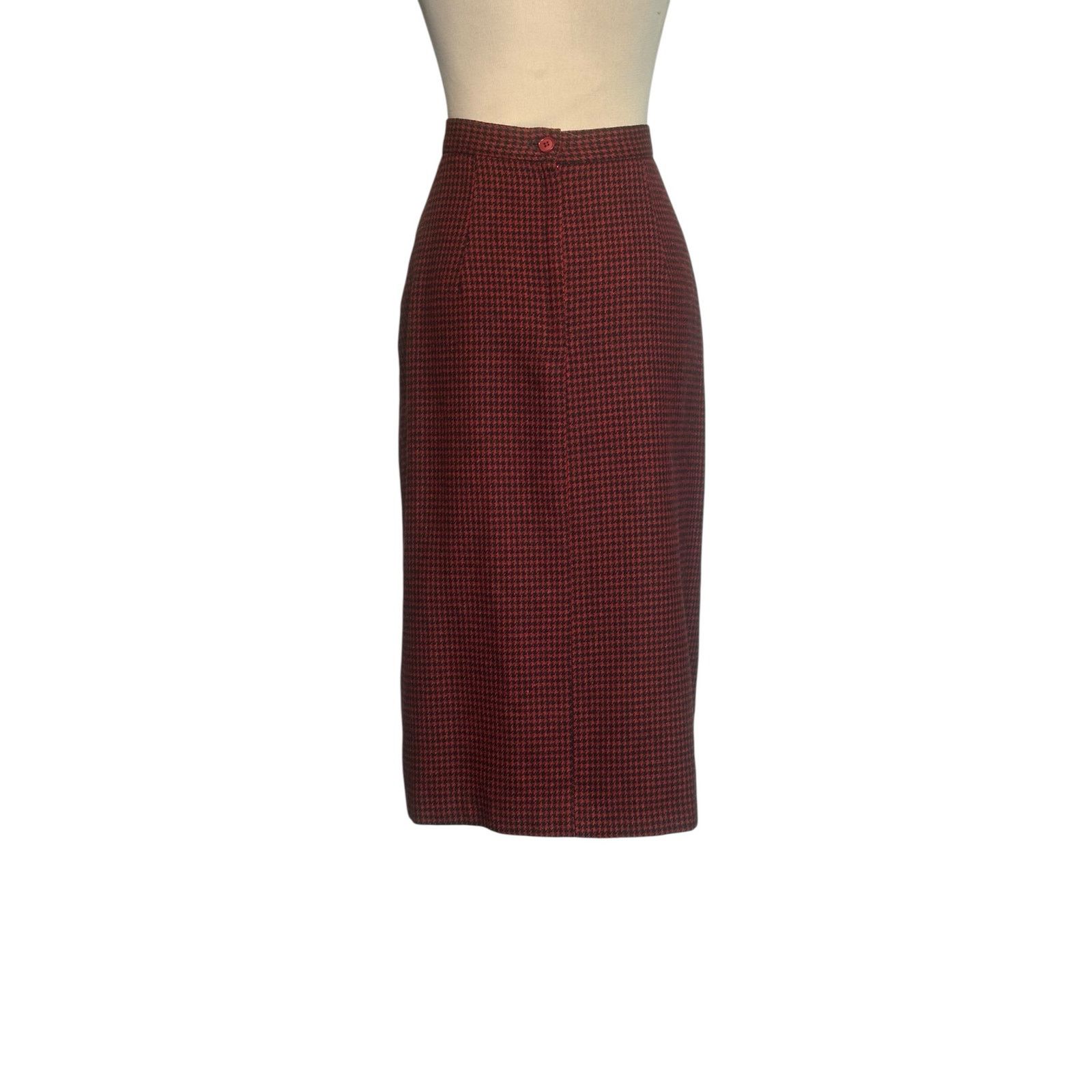 Porsche Design Porsche vintage red black houndstooth pencil skirt size 9/10 Size 27" / US 4 / IT 40 - 9 Thumbnail