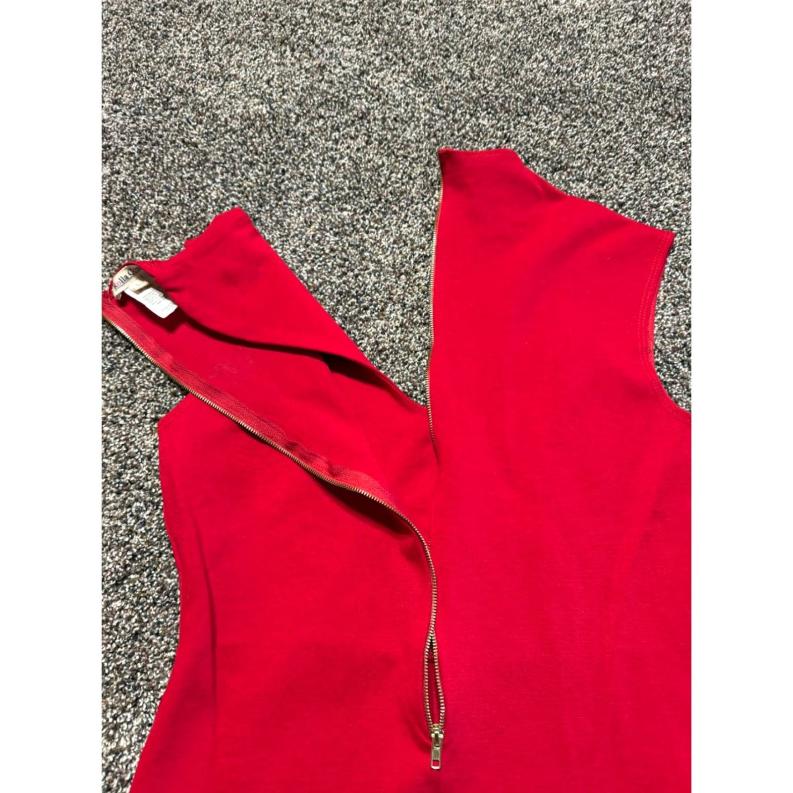 Vintage VINTAGE Rolla Coaster Dress Red Midi Dress L Rayon Sleeveless Zip Round Neck Striped Bodycon 90s Womens Size L / US 10 / IT 46 - 5 Thumbnail