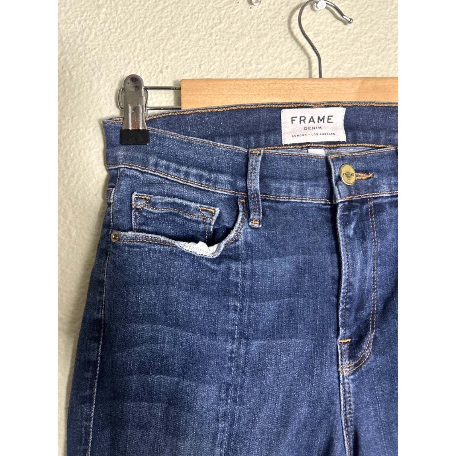 Frame FRAME Le Skinny De Jeanne Jeans Womens 28x29 Ankle Zip Dark Wash Stretch Denim Shirt? Size 28" / US 6 / IT 42 - 4 Thumbnail