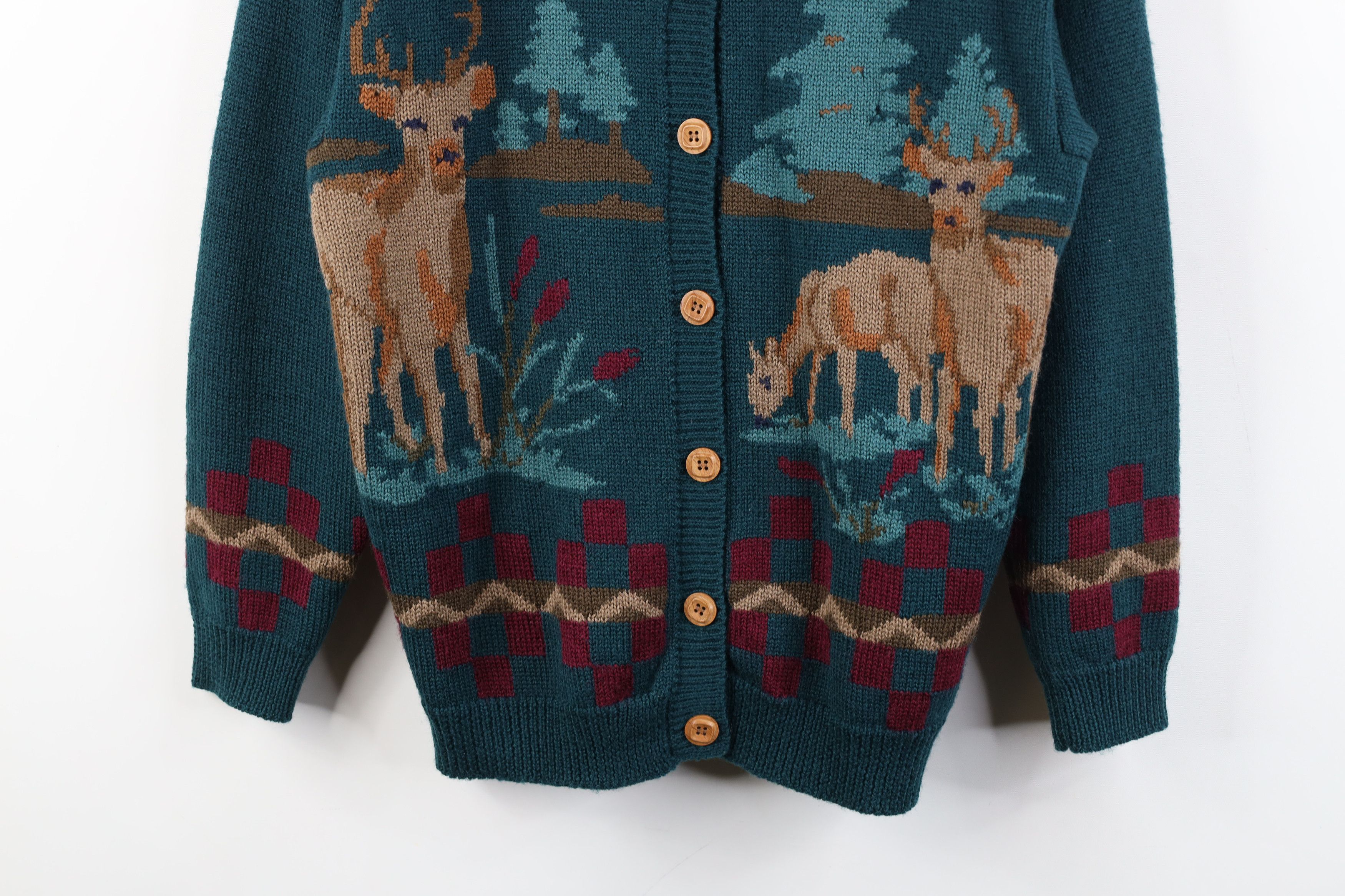Vintage Vintage 90s Streetwear Deer Buck Wool Knit Cardigan Sweater Size M / US 6-8 / IT 42-44 - 3 Thumbnail