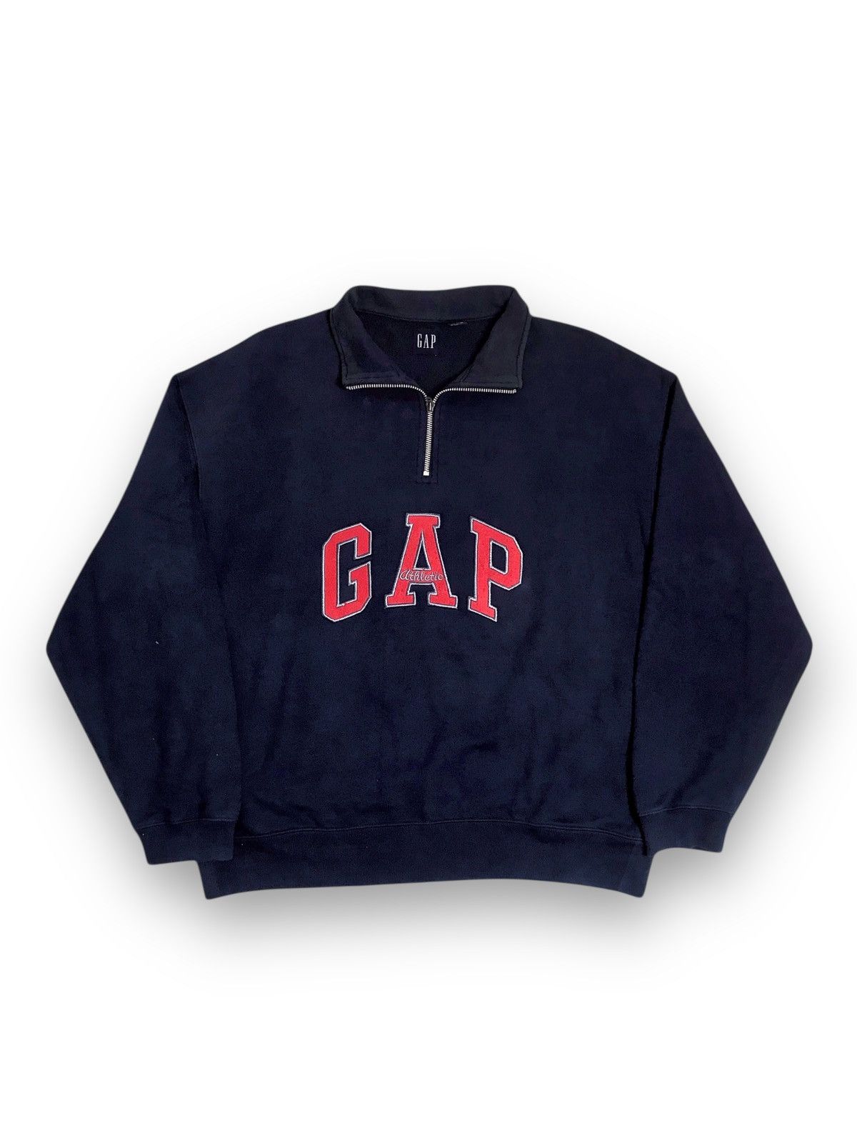 Gap × Vintage Y2K GAP Athletic Big Embroidery Logo Vintage Halfzip Sweater Size US XL / EU 56 / 4 - 1 Thumbnail