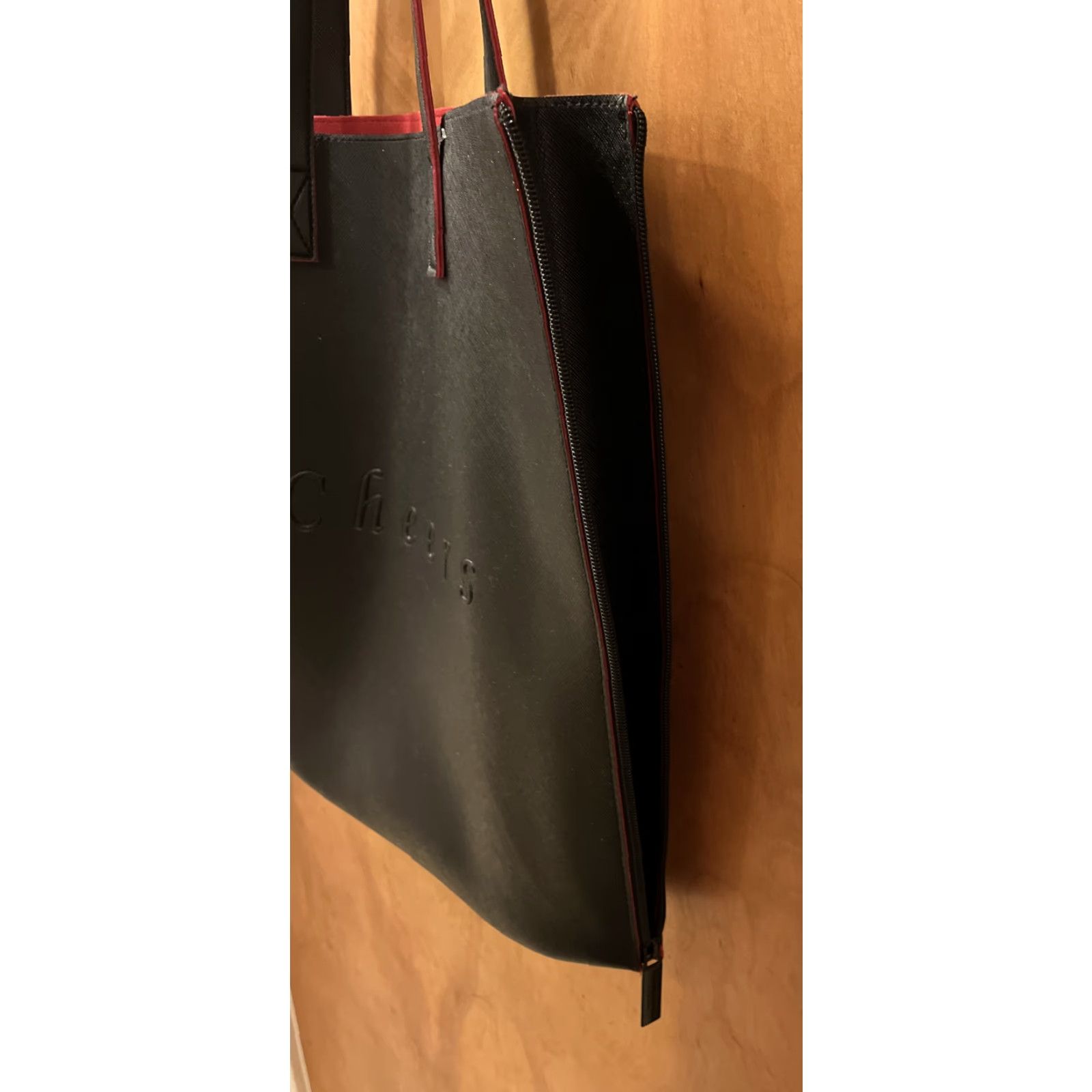 Vintage Crabtree & Evelyn London Tote Bag Womens Large Red Faux Leather Travel Casual Side Zippers 15x17x15.5 Size ONE SIZE - 7 Thumbnail