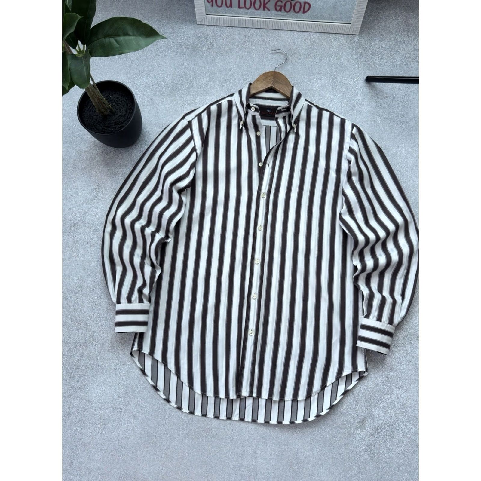 Etro VINTAGE ETRO Milano Luxury Striped Button Up Shirt Men Size L 39 Brown White Size US L / EU 52-54 / 3 - 3 Thumbnail