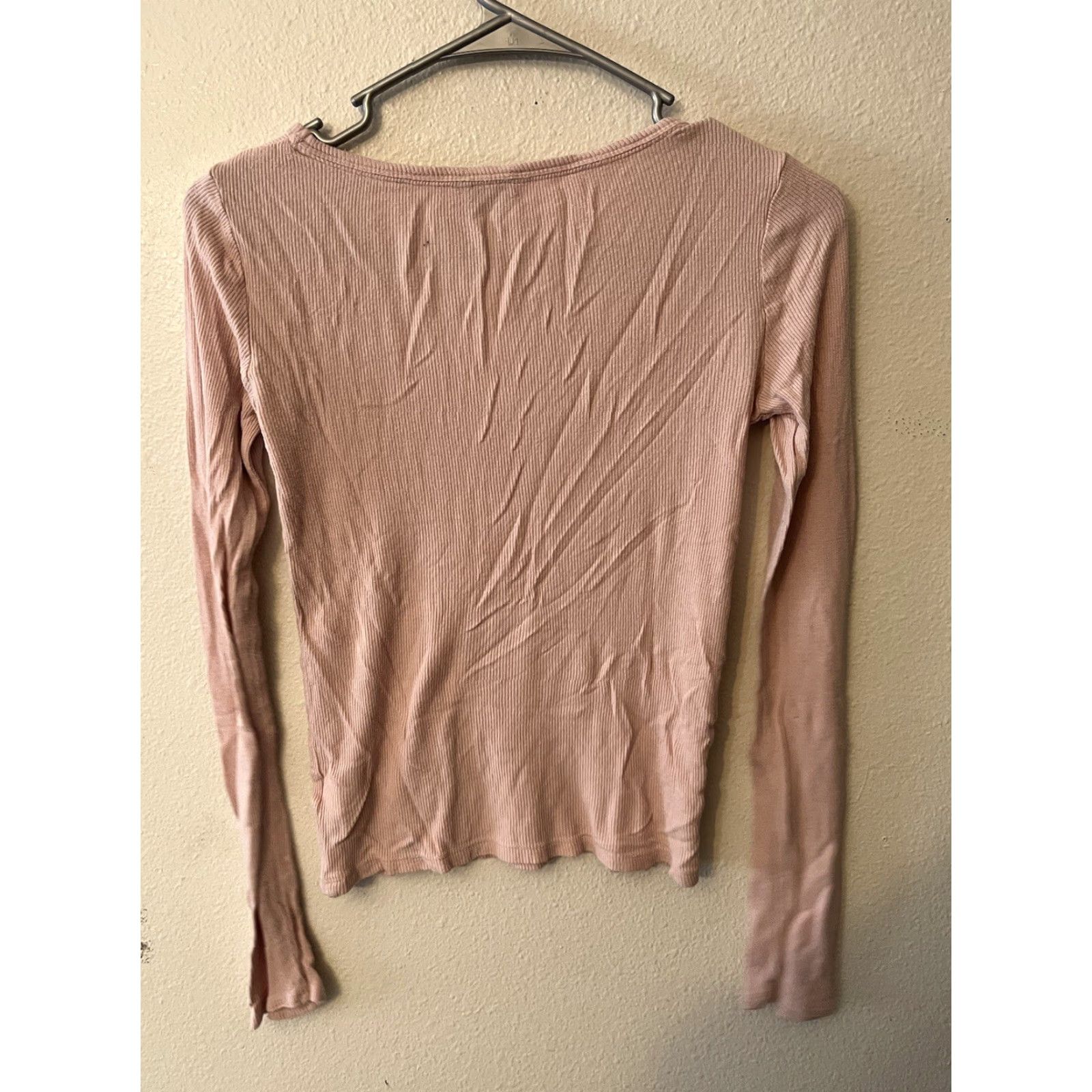 Aeropostale AeroPostale Pink Waffle Knit Long Sleeve Shirt Women's Medium Button Front Top Size M / US 6-8 / IT 42-44 - 2 Thumbnail