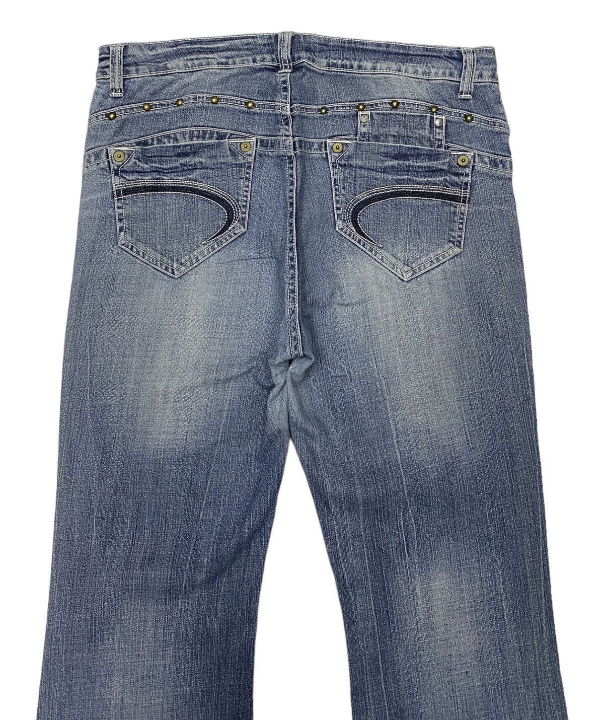 Japanese Brand × Tornado Mart 🔥FLARE JEANS METAL STUDDED WAVE LIST DISTRESSED DENIM JEANS Size US 36 / EU 52 - 6 Thumbnail