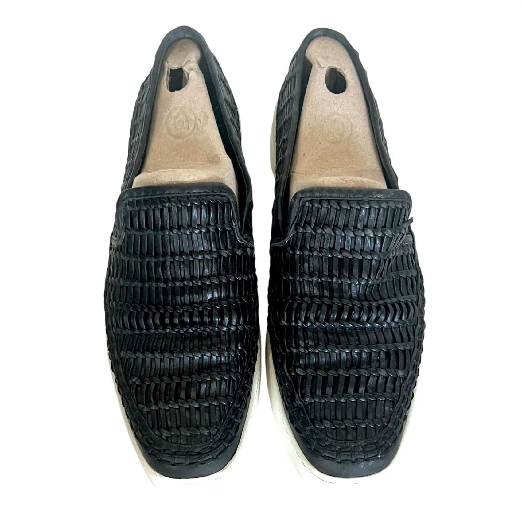 Vince VINCE Stafford Women's Woven Leather Platform Slip On Sneakers Black Size 7.5 Size US 8 / IT 38 - 3 Thumbnail