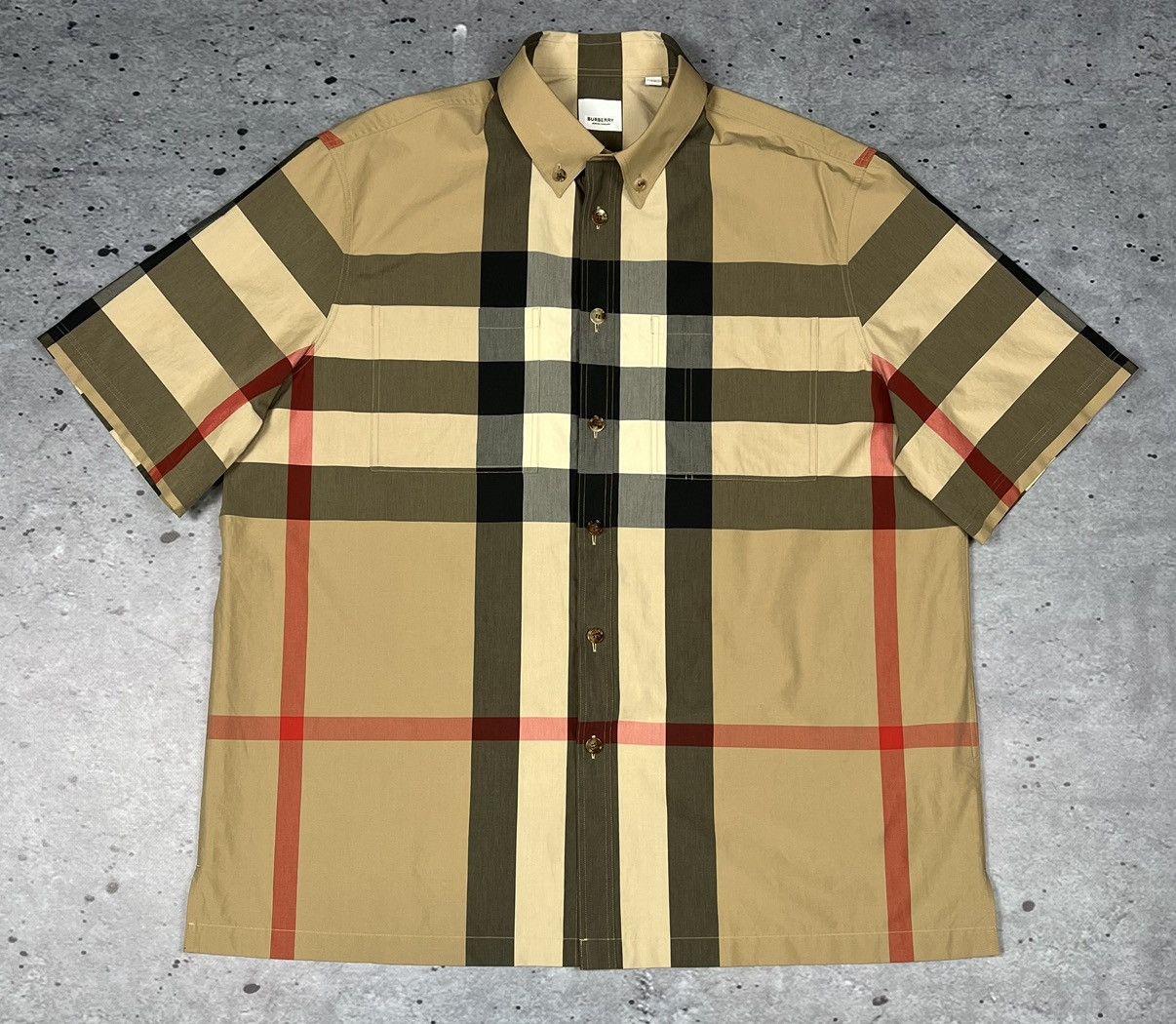 image of Burberry London Nova Check Short Sleeve Shirt, Men's (Size XL)