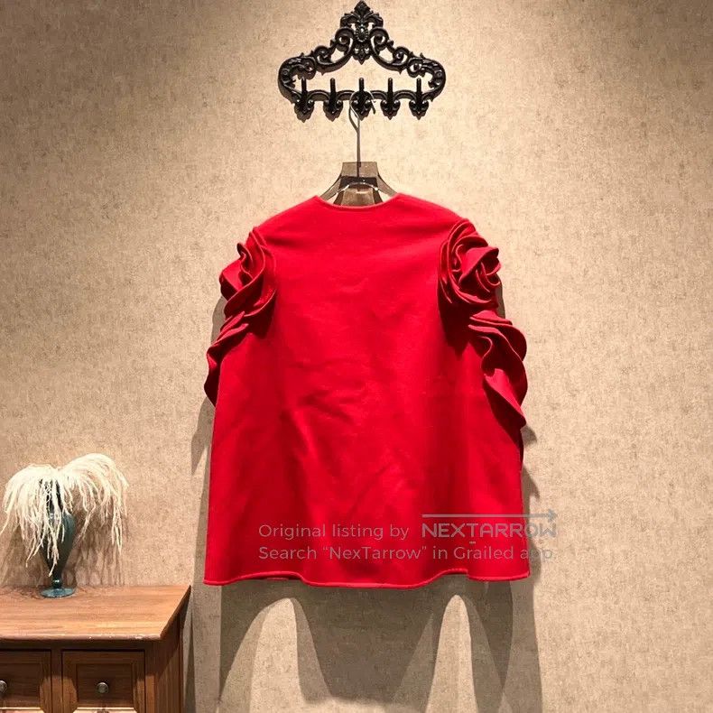Valentino Valentino A red rose floral wool cape coat Size XXS / US 00 / IT 34 - 2 Thumbnail