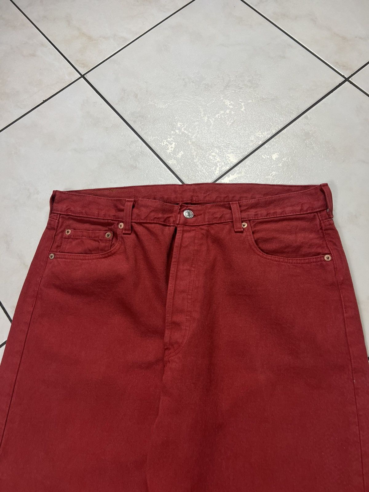 Levi's Vintage 90s Levi’s 501 red denim classic devil jeans pants Size US 38 / EU 54 - 3 Thumbnail