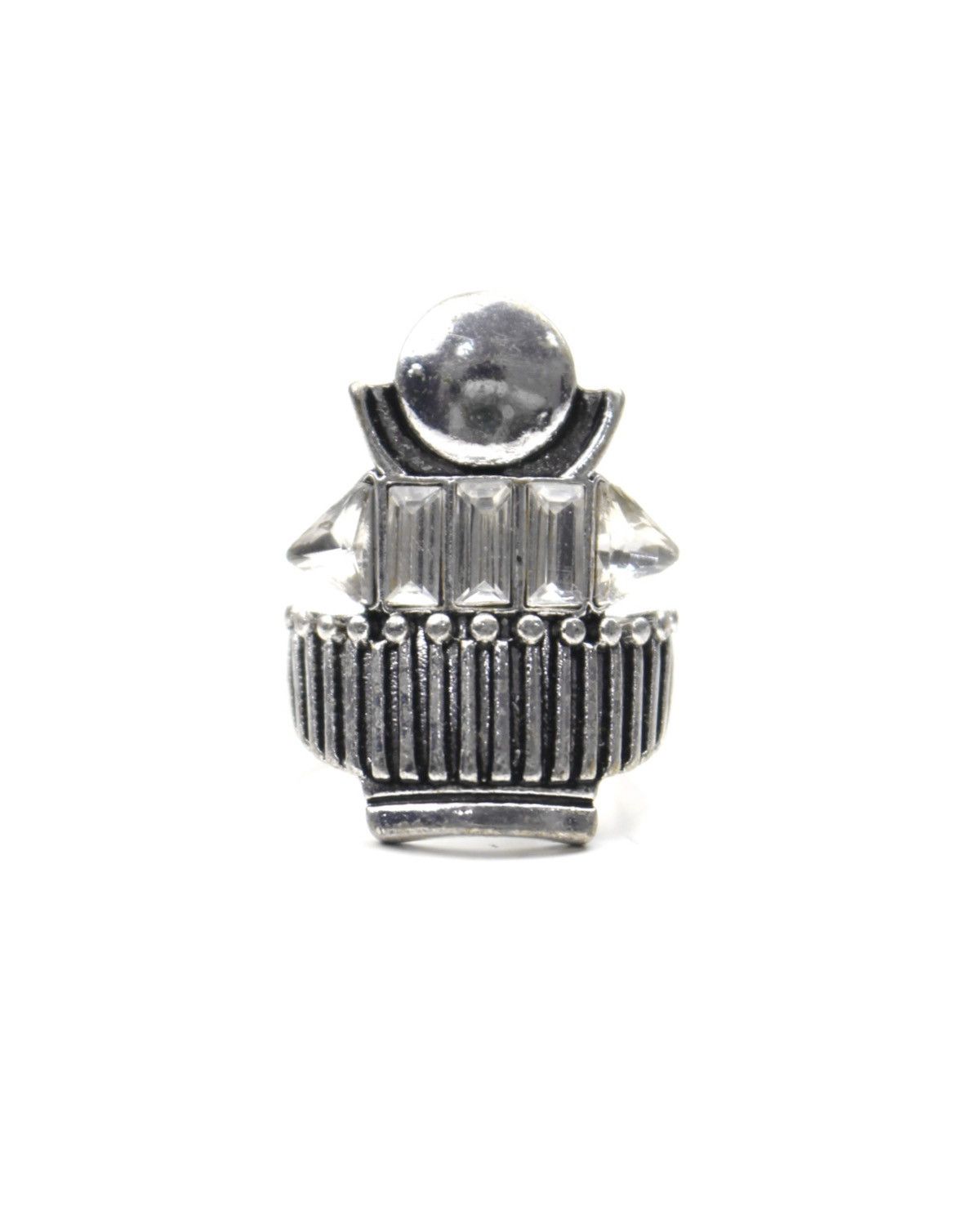 Vintage 2000S JAPANESE MADE DOME & BAGUETTE CRYSTAL RING Size ONE SIZE - 2 Thumbnail