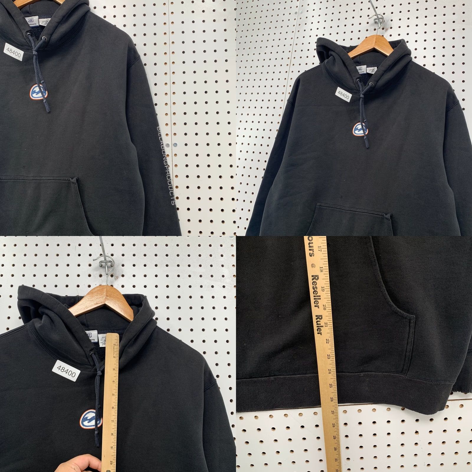 Billabong Vintage Billabong Hoodie Sweatshirt Mens Small Black Distresses Spell Out Sleeve Size US S / EU 44-46 / 1 - 8 Thumbnail