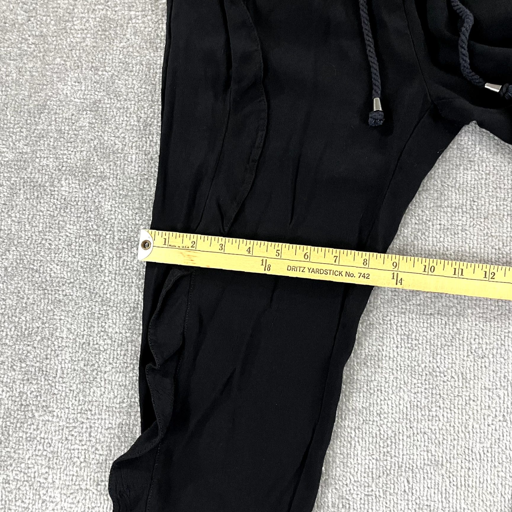 Anthropologie ANTHROPOLOGIE Pants Womens XS Black Crop Tapered Joggers Hippie Ruffled Size 26" / US 2 / IT 38 - 6 Thumbnail