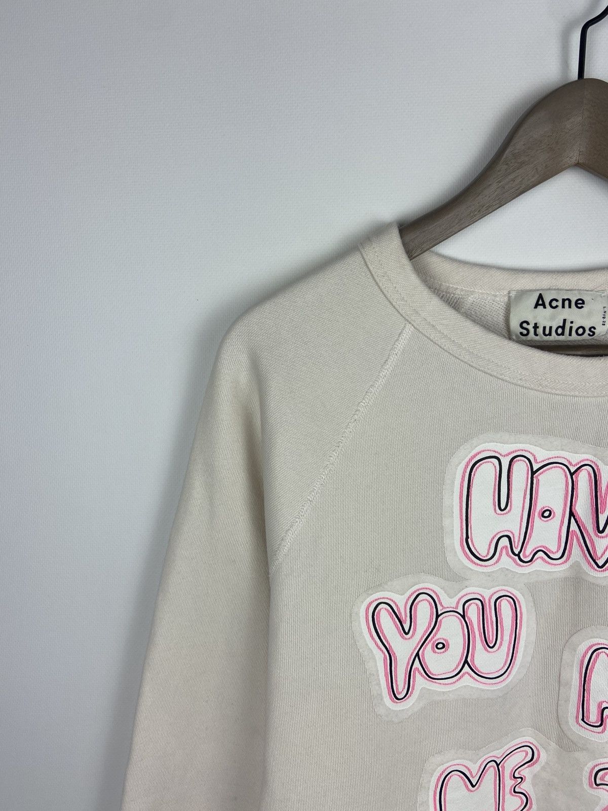 Acne Studios Acne Studios White Men's College Print Sweatshirt Sz S Size US S / EU 44-46 / 1 - 5 Thumbnail