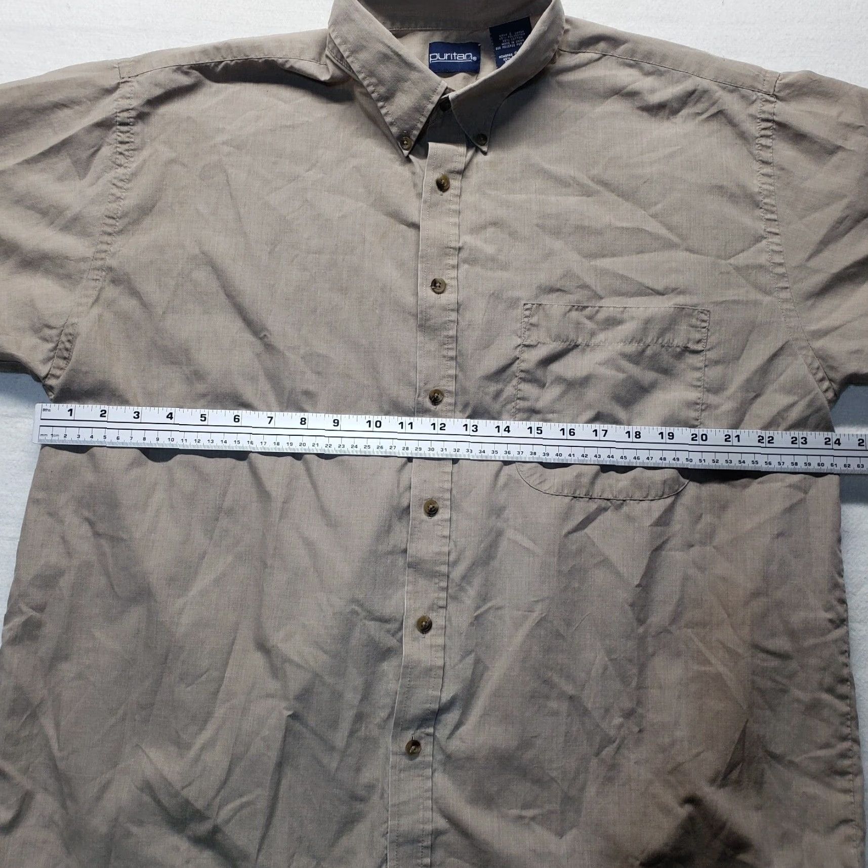 Vintage Puritan Shirt Button-Up Solid Brown Short Sleeve Adult Men Size L Large Size US L / EU 52-54 / 3 - 4 Thumbnail