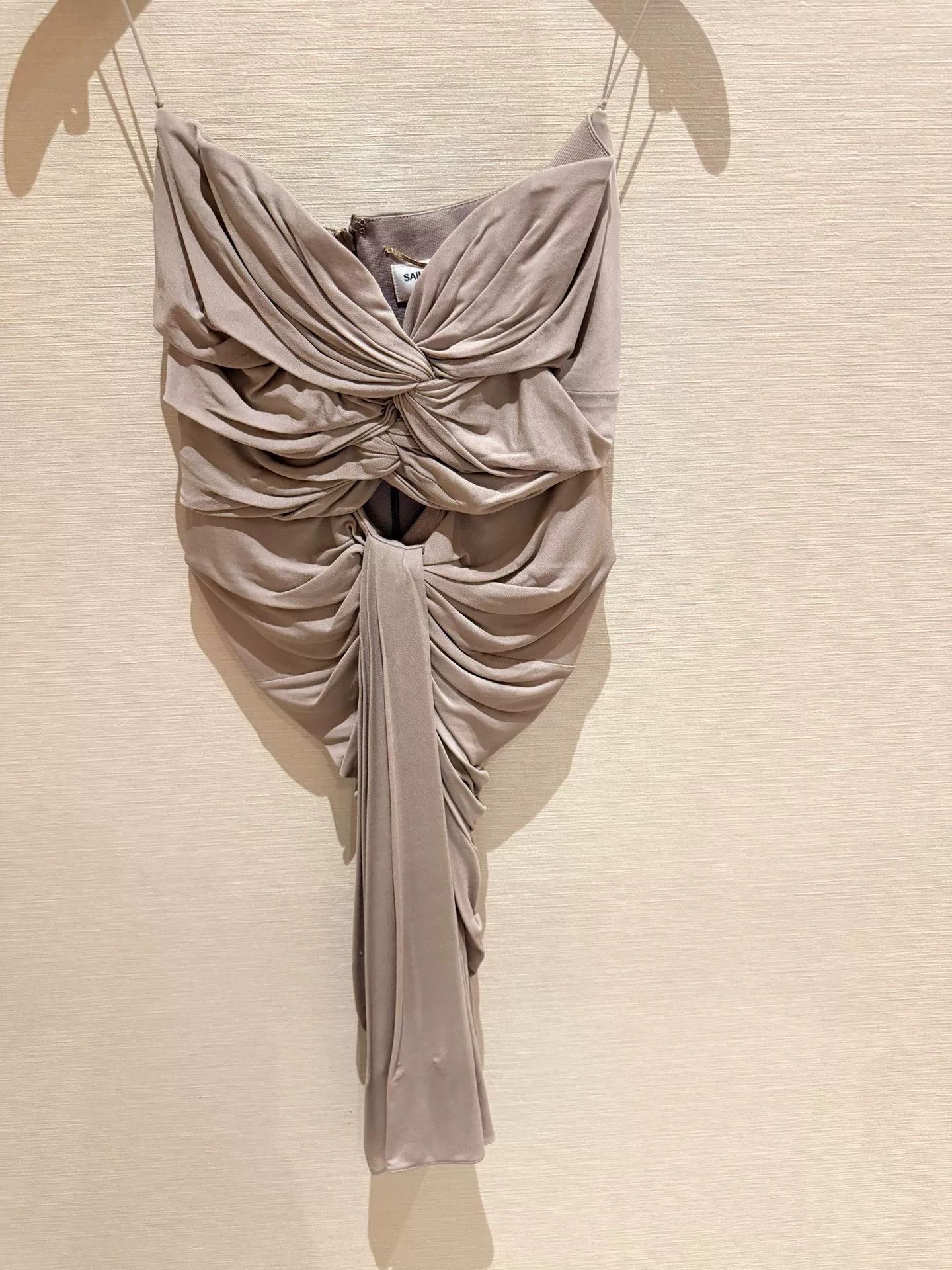 Saint Laurent Paris Saint Laurent Beige Ruched Cut-Out Dress Size M / US 6-8 / IT 42-44 - 1 Thumbnail