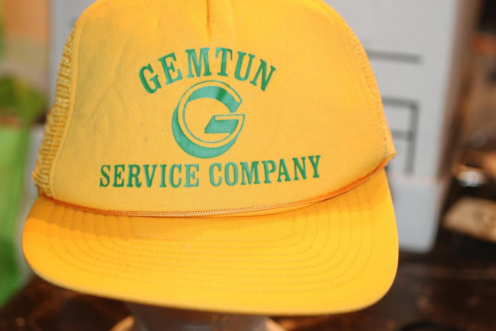 Other Vintage GEMTUN Service Company Trucker Hat Yellow Mesh Cap Size ONE SIZE - 1 Thumbnail