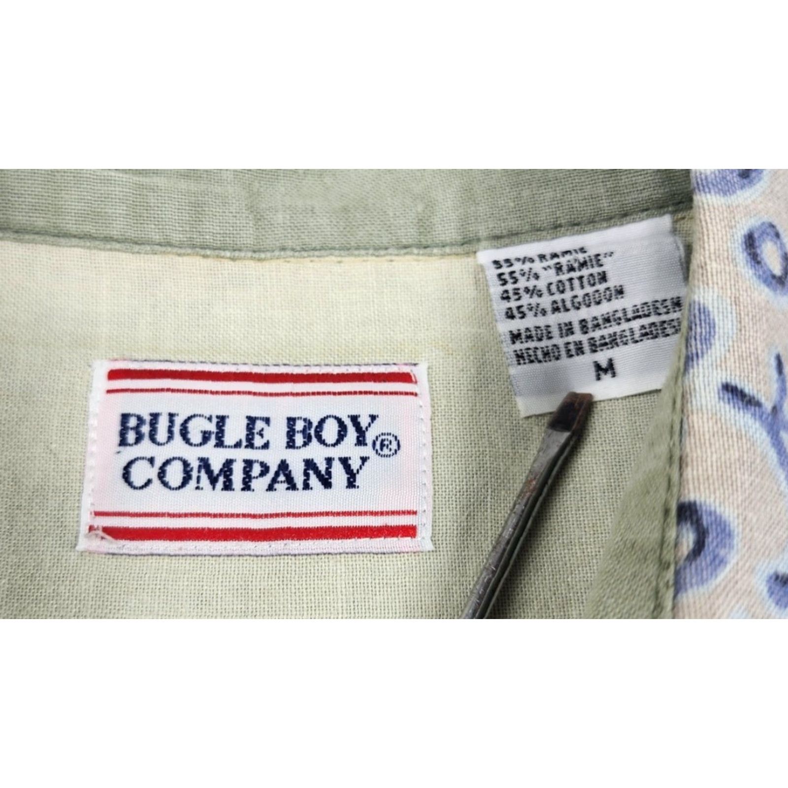 Bugle Boy VINTAGE Bugle Boy Company Shirt Mens Medium Beige Blue Floral Short Sleeve Button Up Size US M / EU 48-50 / 2 - 5 Thumbnail
