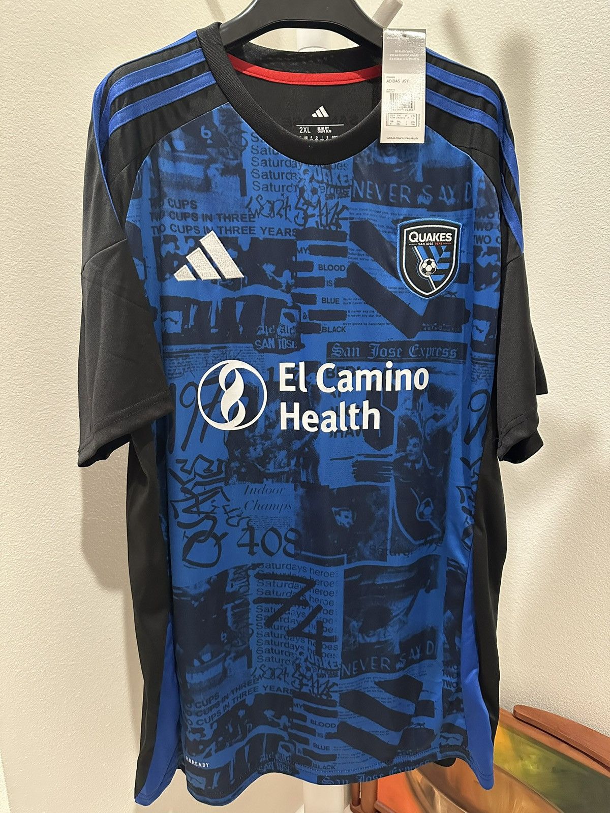 Adidas 2024-25 San Jose Earthquakes Chicho Arango Soccer Jersey Size US XL / EU 56 / 4 - 2 Thumbnail