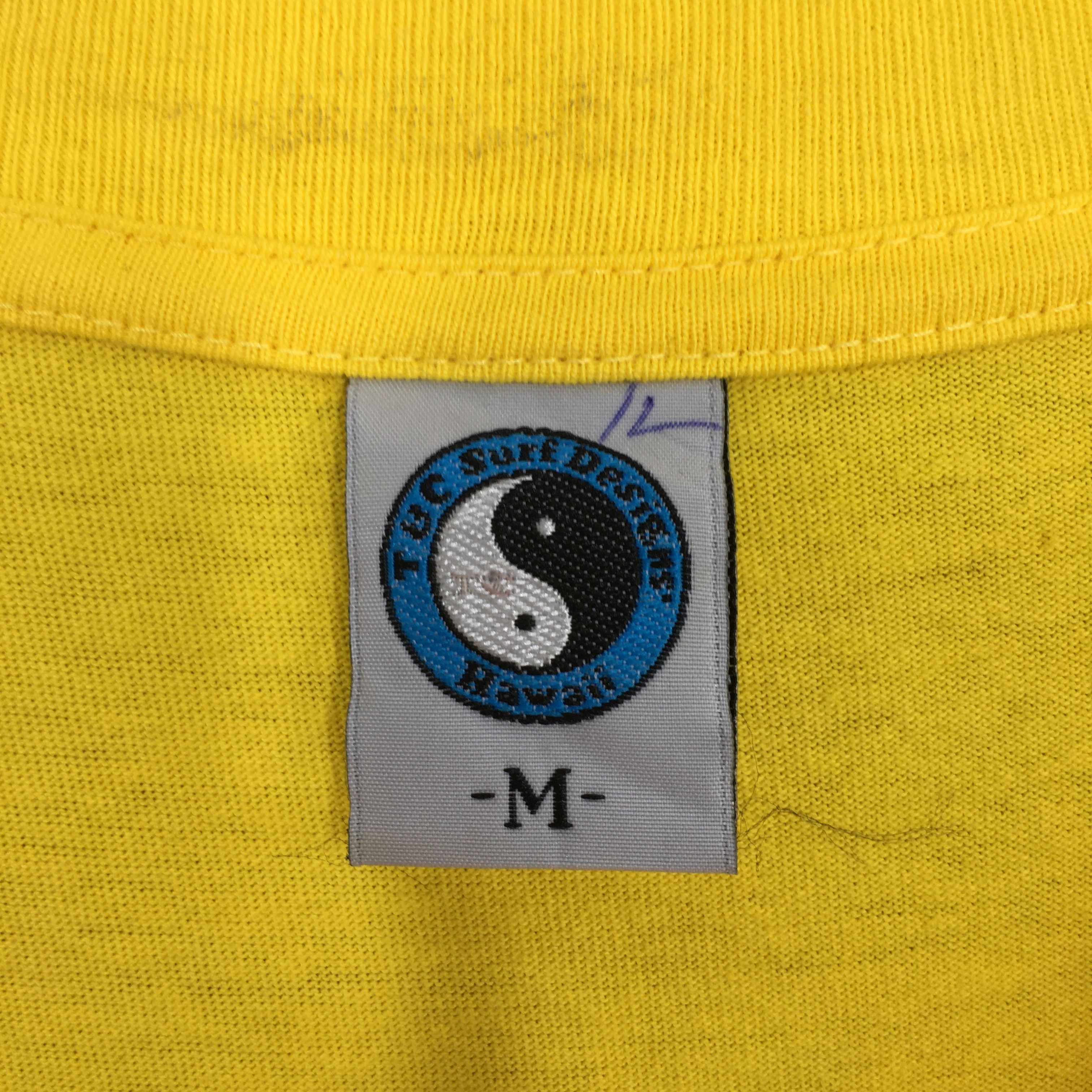 Vintage 90's T&C Surf Designs Yin Yang Surfing Yellow T shirt Medium Size US M / EU 48-50 / 2 - 6 Thumbnail