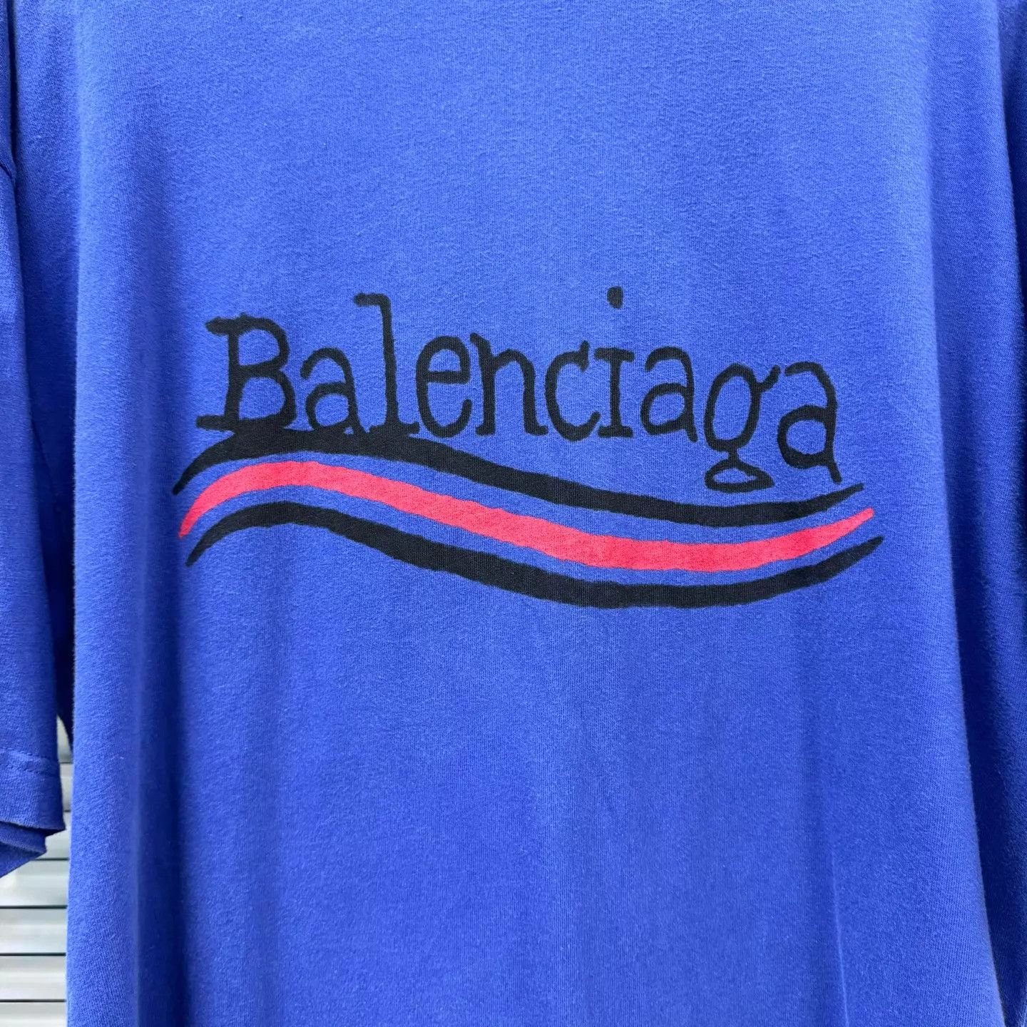 Balenciaga Balenciaga SS23 Navy Blue Coke Wave Logo T-Shirt XS Size US XS / EU 42 / 0 - 3 Thumbnail
