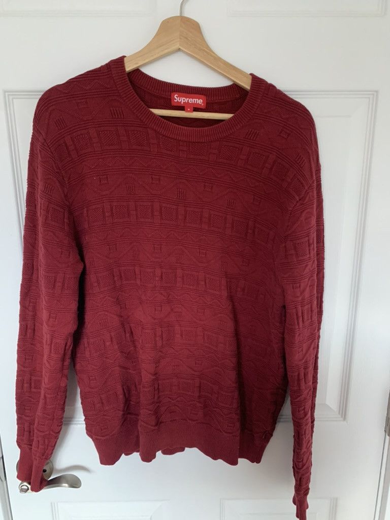 image of Supreme Cotton Knit Sweater Vintage in Red, Men's (Size Small)