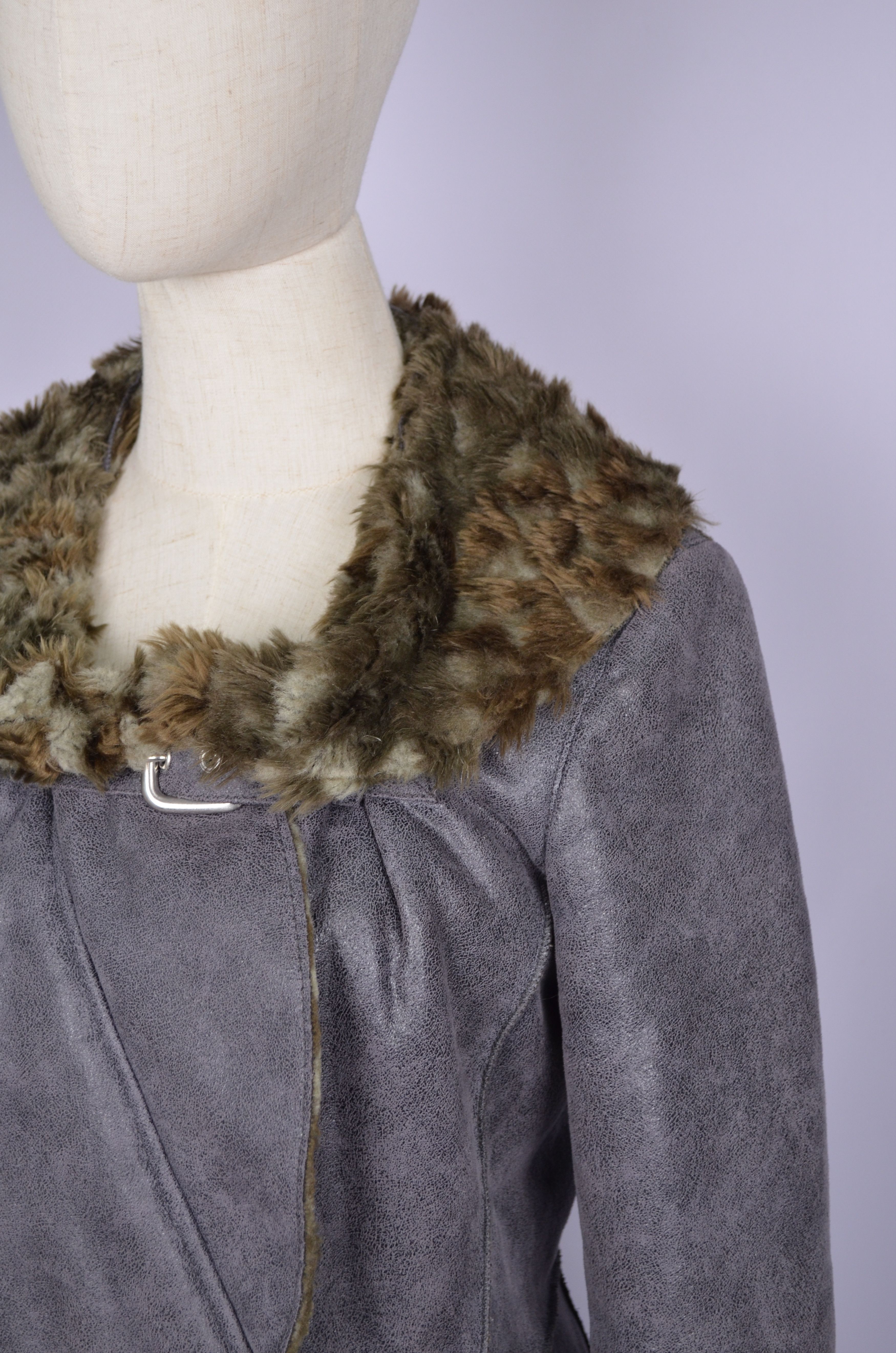 Armani × Designer Armani Jeans Faux Fur Grey Sheepskin Coat Jacket US8 Vintage Size M / US 6-8 / IT 42-44 - 6 Thumbnail