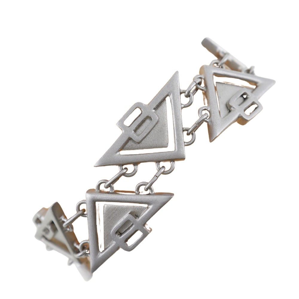image of Bottega Veneta Triangle Bracelet in Silver, Women's