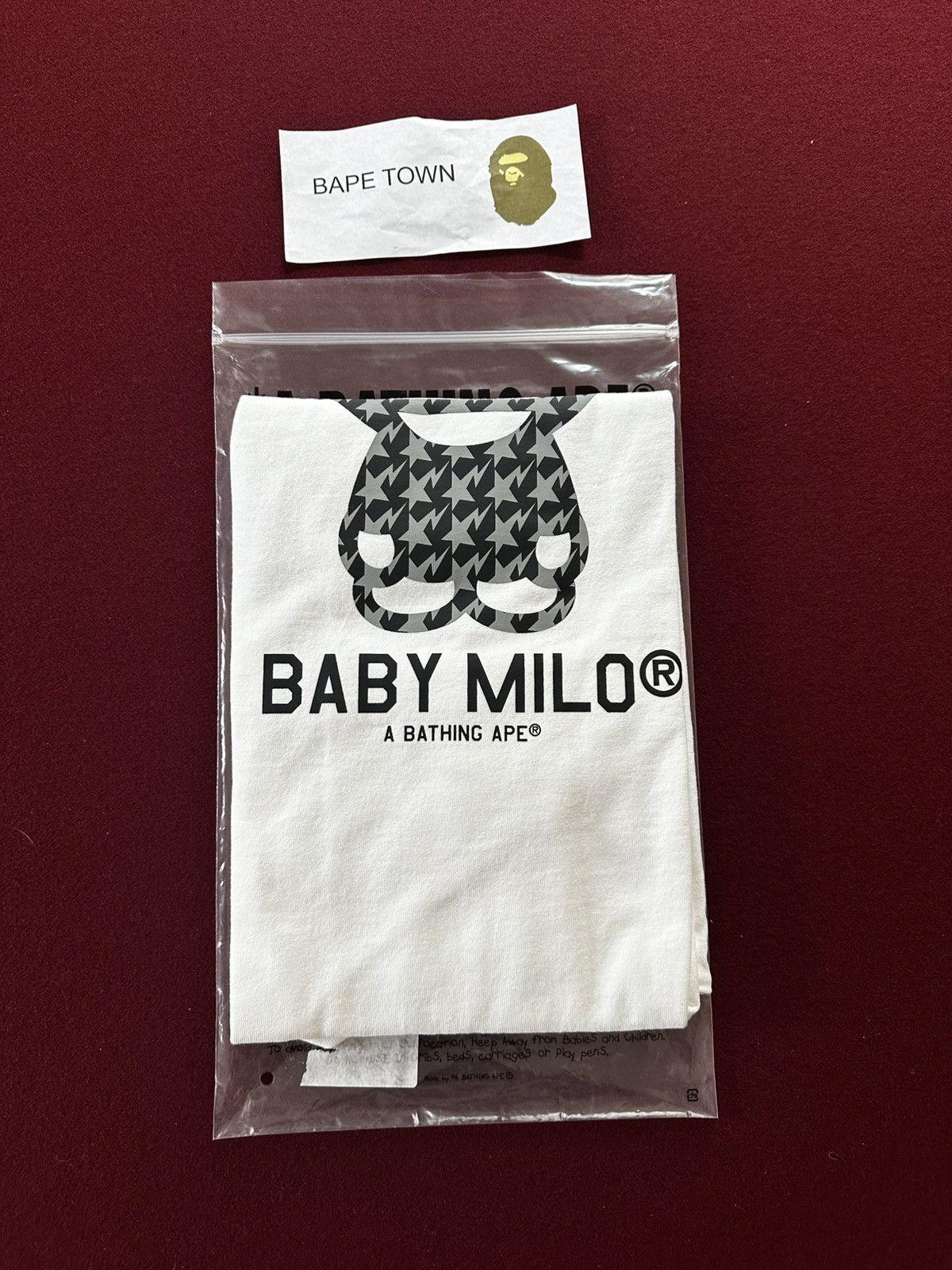 Bape STA HOUNDSTOOTH BABY MILO TEE (WHITE/BLACK) Size US XL / EU 56 / 4 - 2 Thumbnail