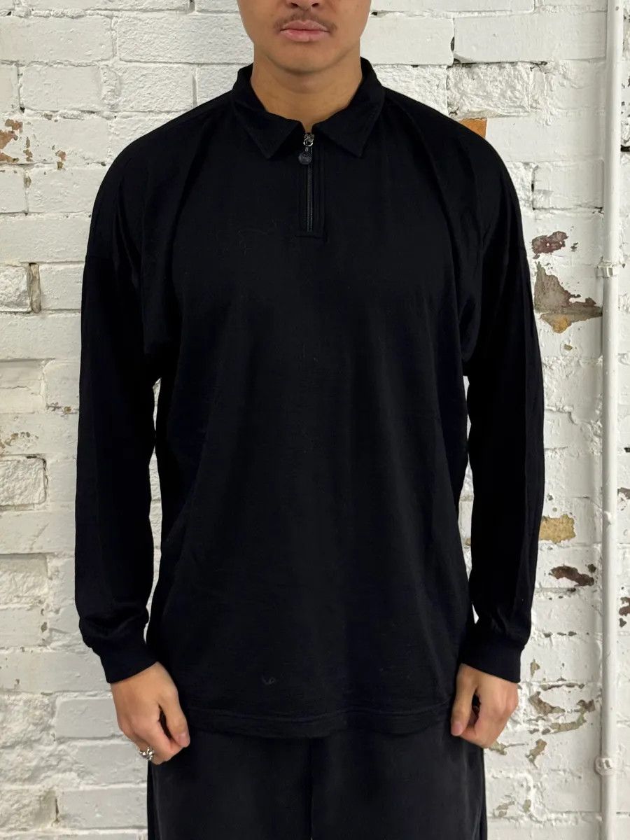 Vintage Gianni Versace Black Long Sleeve Half-Zip Polo Shirt Size US M / EU 48-50 / 2 - 1 Thumbnail