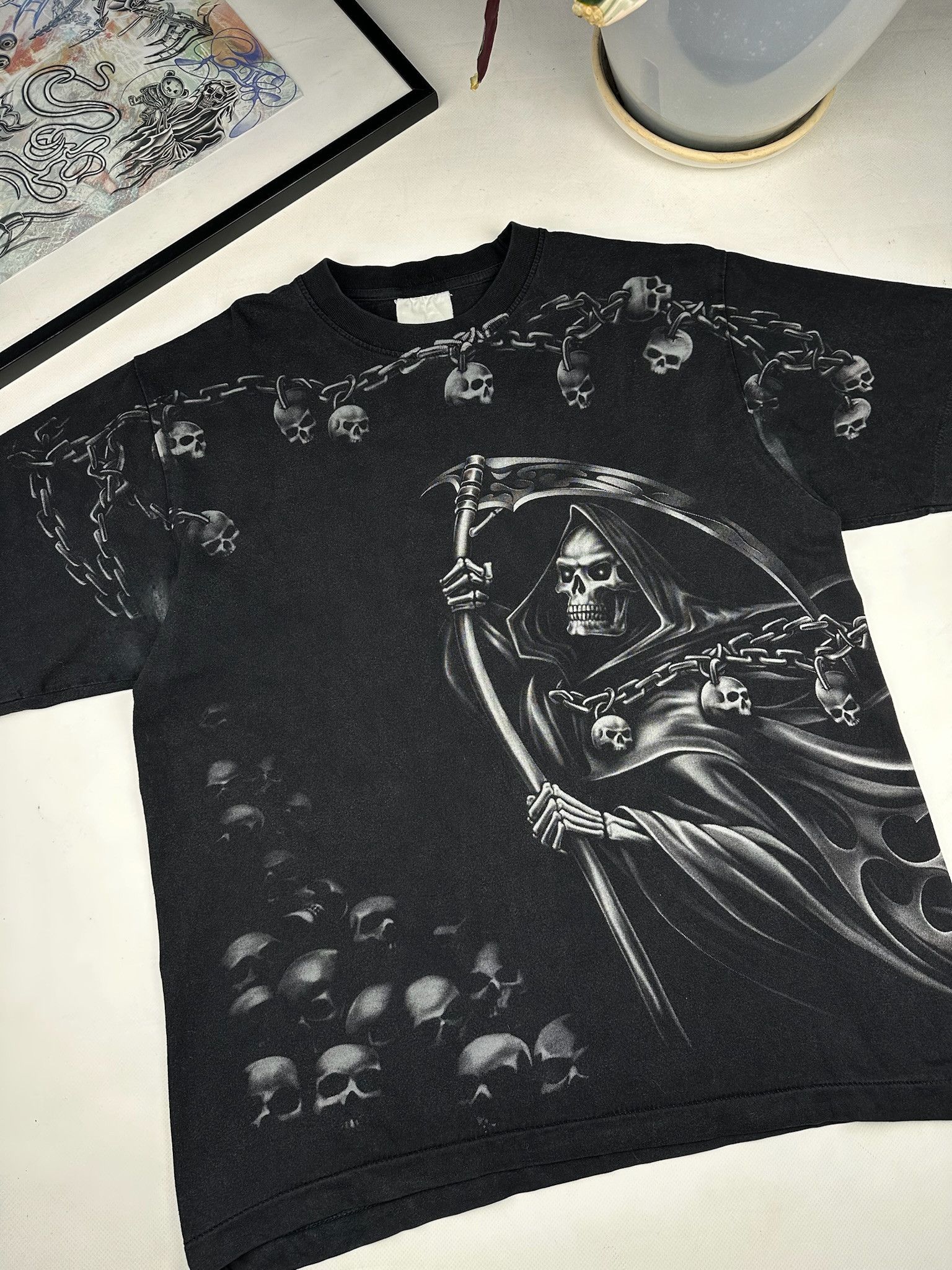 Affliction Affliction style Grim Reaper Skull T Shirt aop Size US XL / EU 56 / 4 - 3 Thumbnail