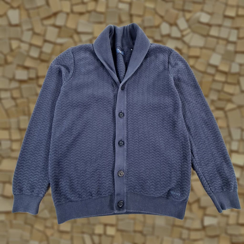 Gant GANT Cardigan Mens Shawl Neck Navy Blue M Cotton Knit Jumper Regular Vintage No Pattern Size US M / EU 48-50 / 2 - 1 Thumbnail
