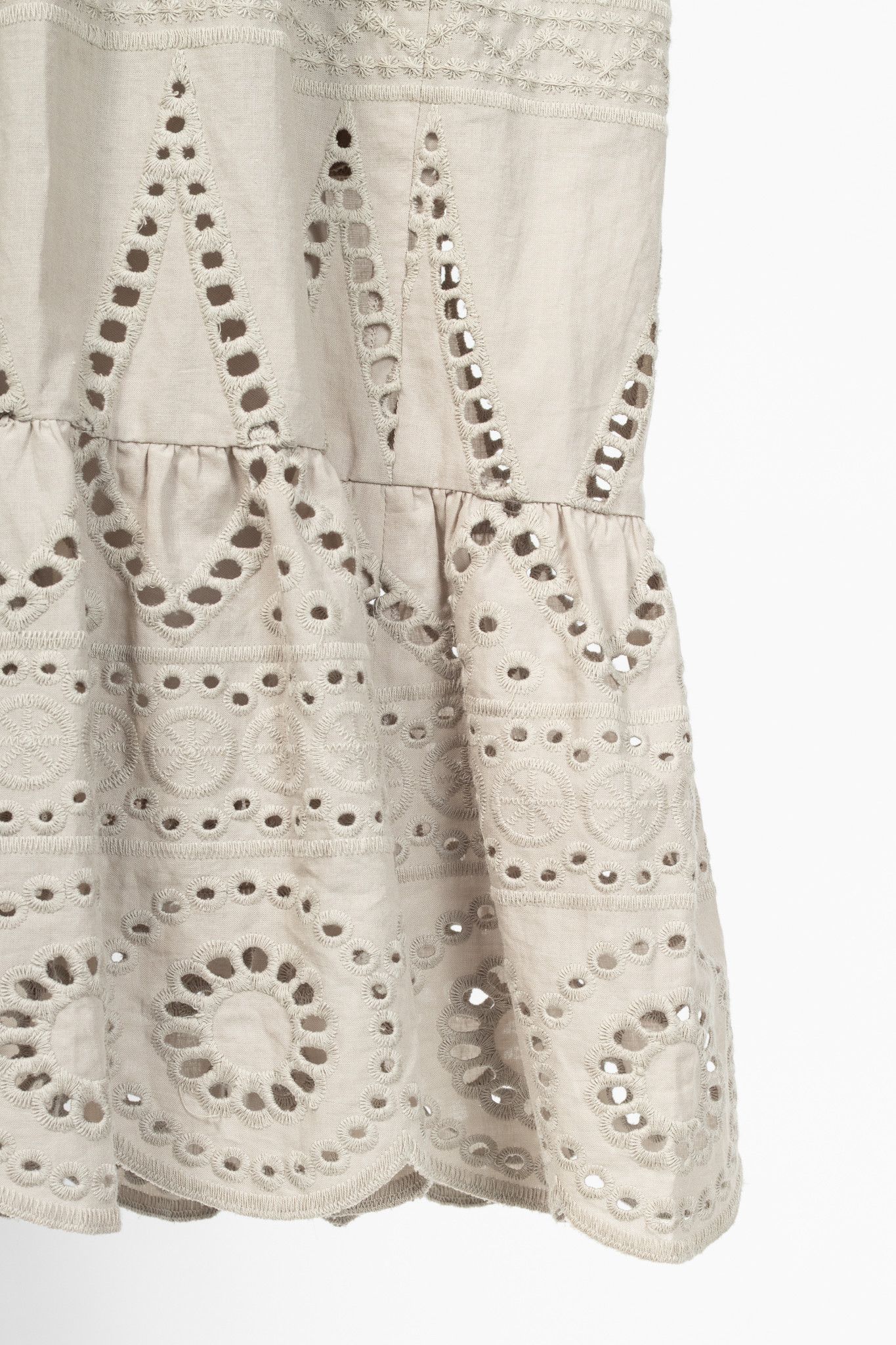 Luisa Cerano Luisa Cerano SS22 Taupe Cotton Broderie Anglaise Shirt Dress Size XL / US 12-14 / IT 48-50 - 8 Thumbnail
