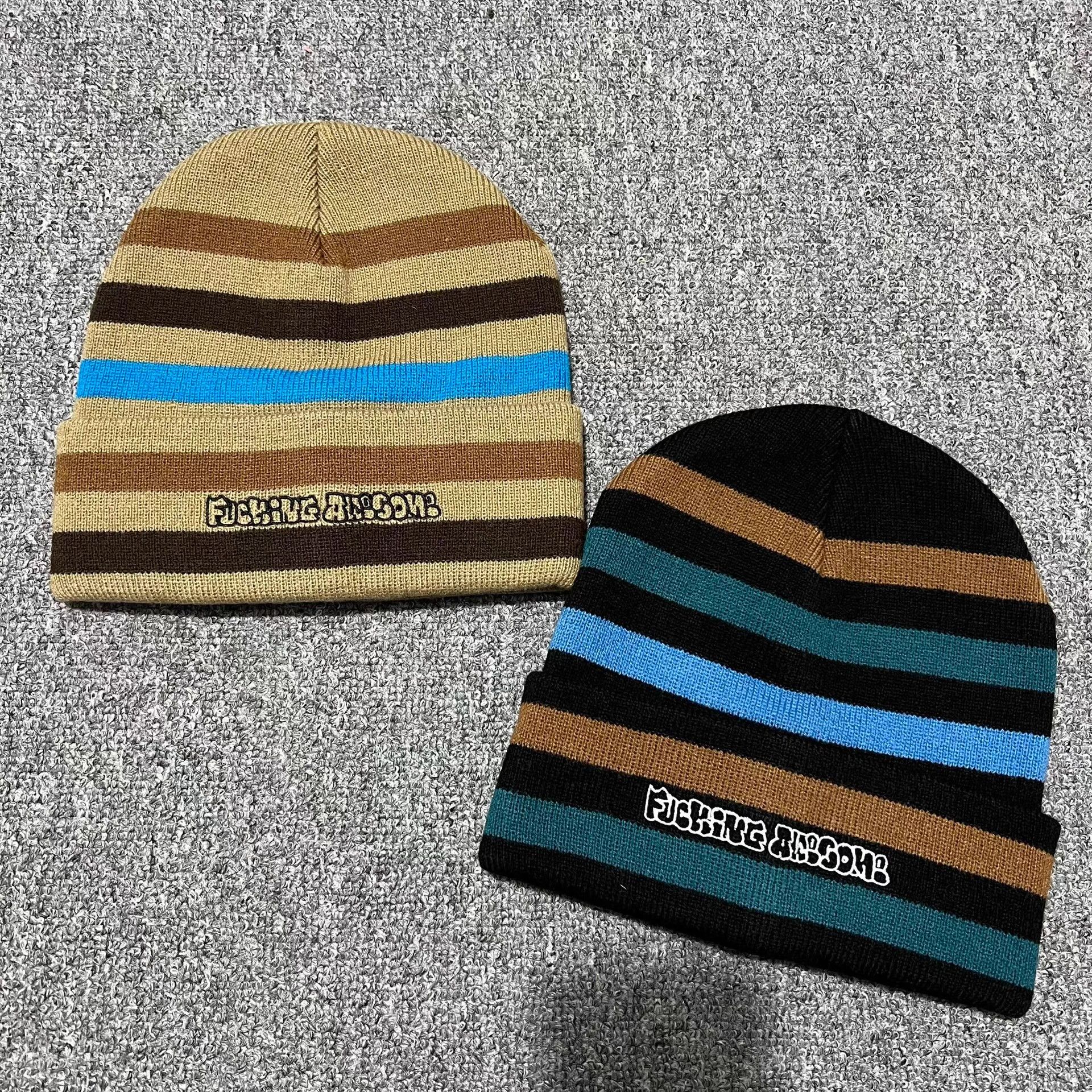 Fucking Awesome Fucking Awesome Embroidered Striped Knitted Beanie Q7 Size ONE SIZE - 1 Thumbnail