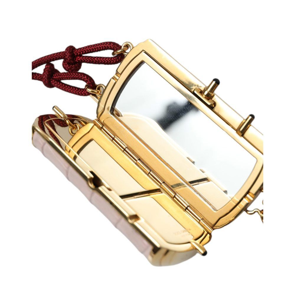 Dolce & Gabbana Dolce & Gabbana Pink Exotic Leather Mini Mirror Tassel Makeu Size ONE SIZE - 5 Thumbnail