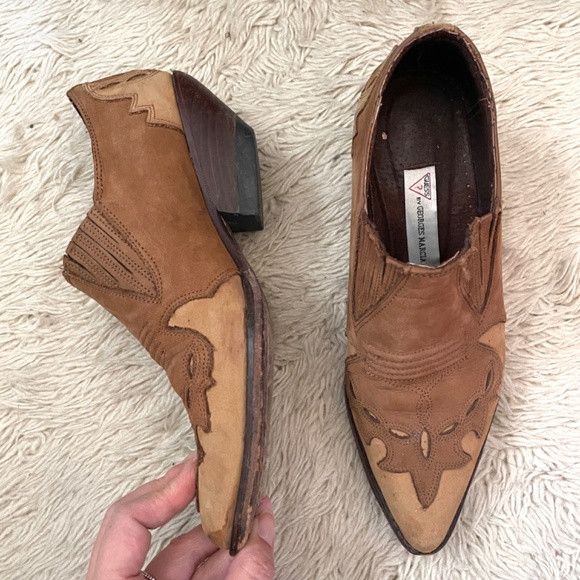 Guess × Vintage Vintage Guess Leather Cowboy Style Heeled Shoes - 6/5-5.5US Size US 5.5 / IT 35.5 - 10 Thumbnail