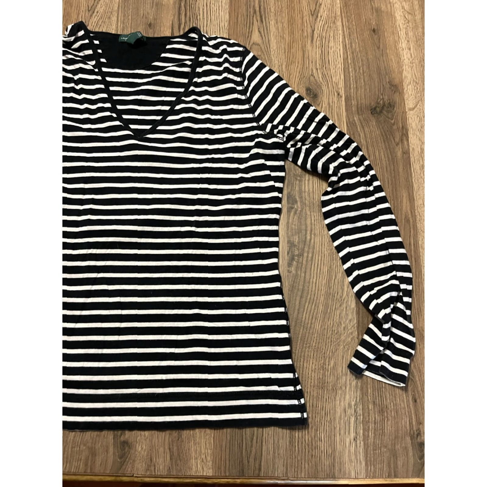 Ralph Lauren Lauren Ralph Lauren Shirt Women's XL Black White Striped Long Sleeve Size XL / US 12-14 / IT 48-50 - 4 Thumbnail