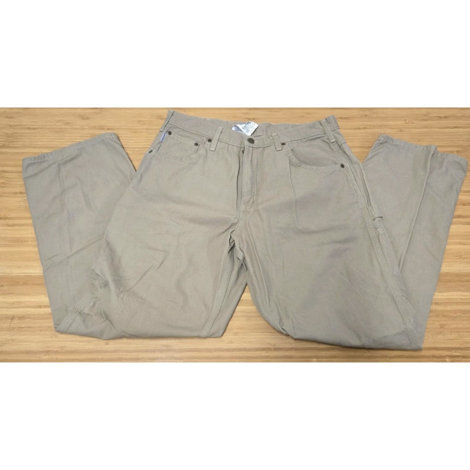 Carhartt VINTAGE Carhartt Pants Mens 36x32 Beige B186 GKH Loose Fit Canvas Carpenter Work Size US 36 / EU 52 - 3 Thumbnail