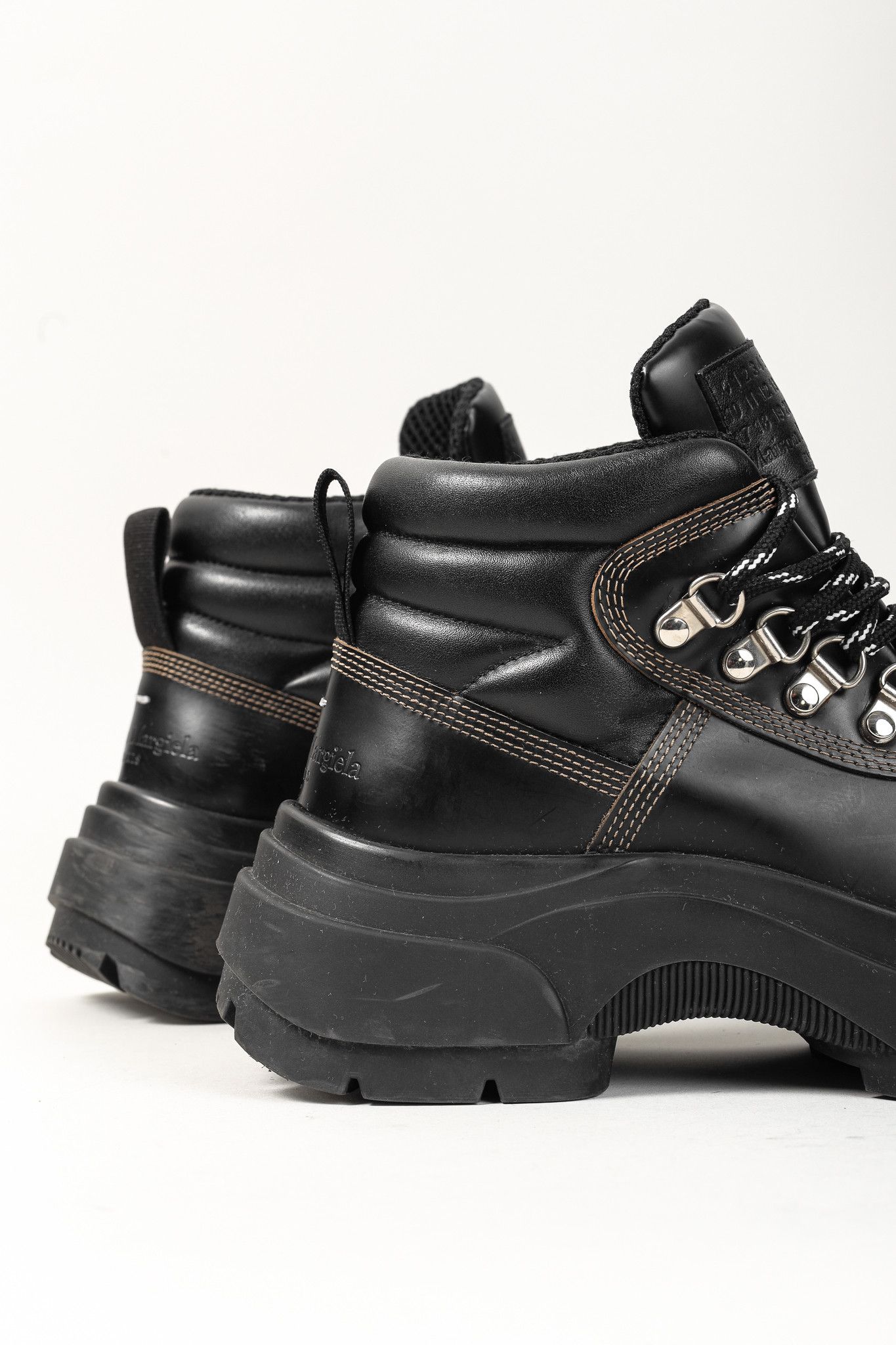 Maison Margiela Maison Margiela Black Leather Lug Sole Hiking-Style Boots Size US 6.5 / IT 36.5 - 8 Thumbnail