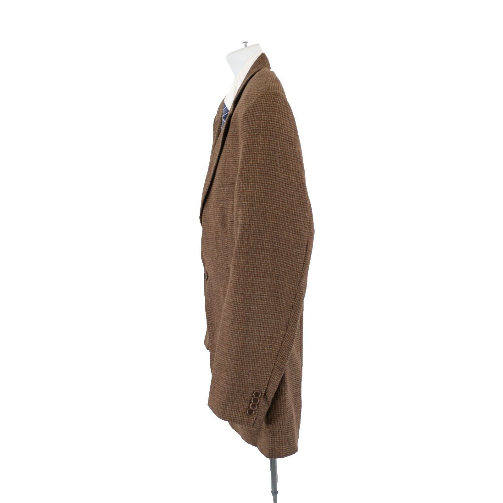 Designer Talbots Men Brown Tan Gray Check Tweed Wool 3 Button Sport C Size 42R - 5 Thumbnail